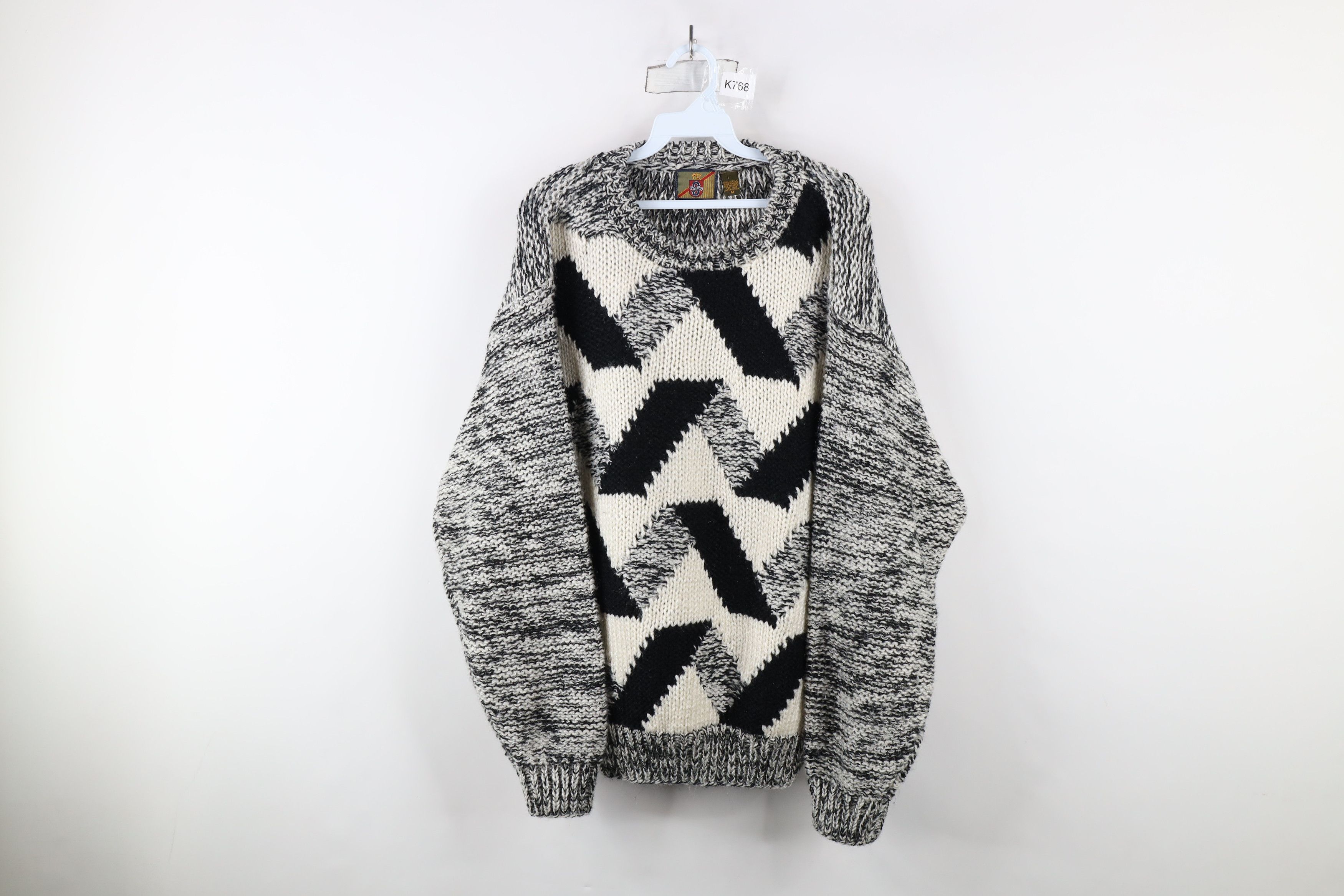 Vintage Vintage 90s Streetwear Geometric Chunky Knit Sweater Acrylic Size US M / EU 48-50 / 2 - 1 Thumbnail