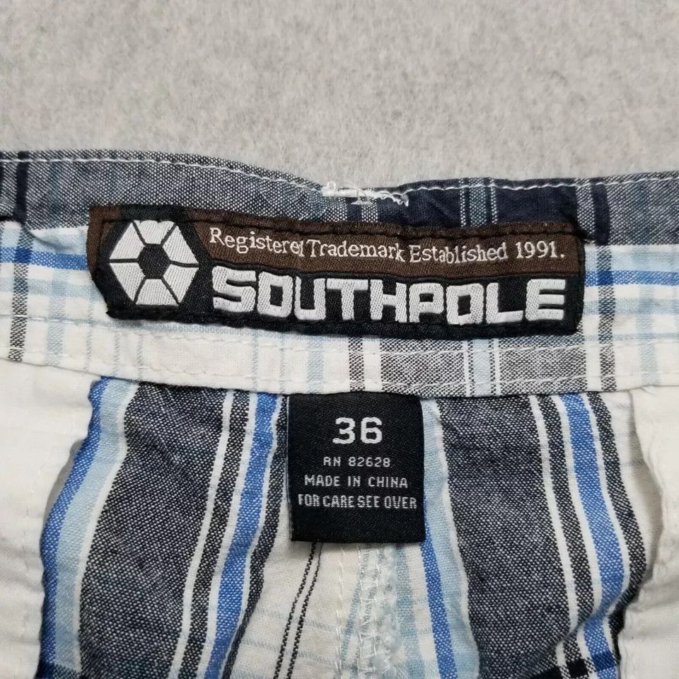Southpole Southpole Shorts Mens 36 White Plaid Pockets Chino Casual Size US 36 / EU 52 - 5 Thumbnail