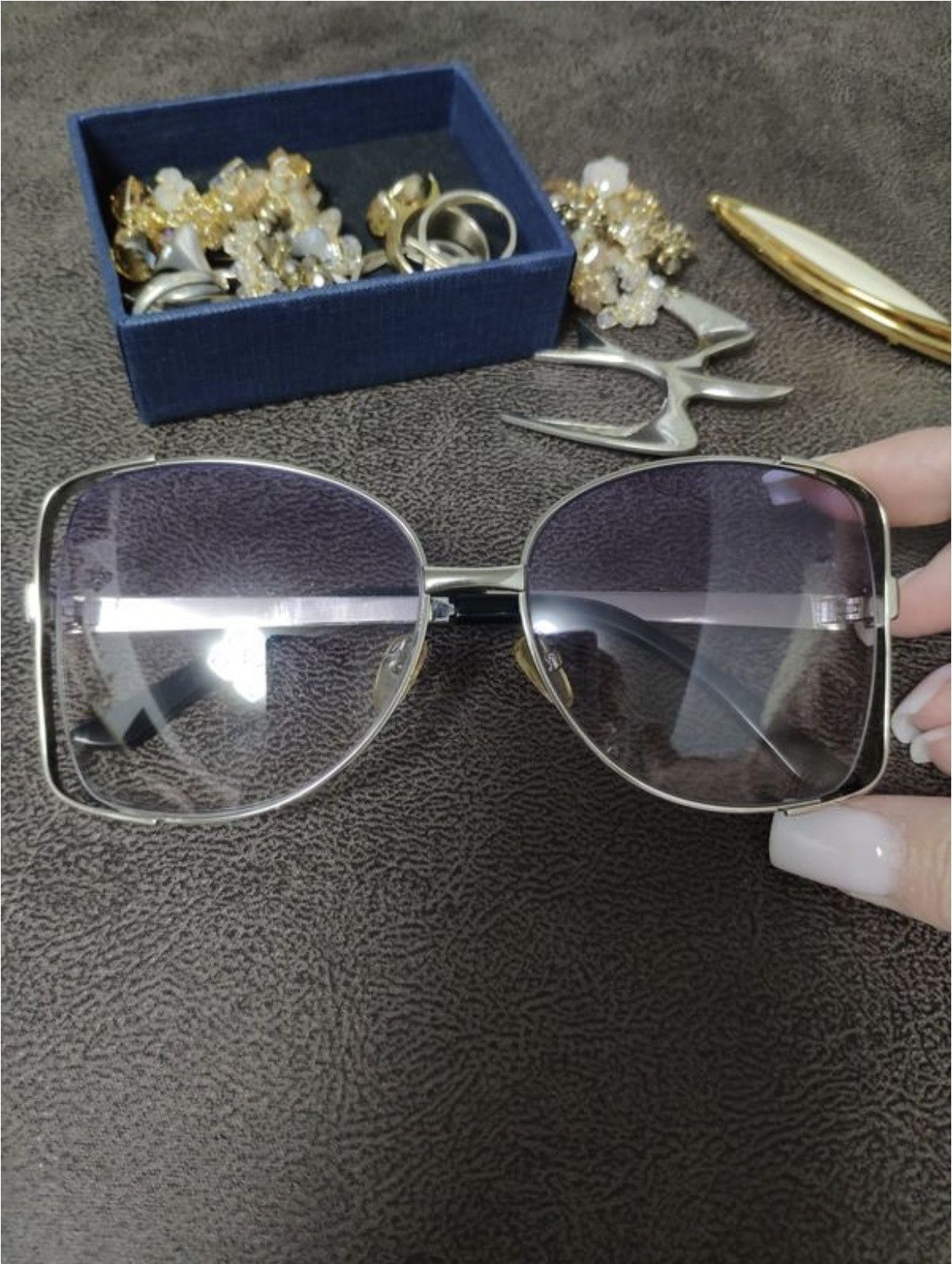 image of Vintage Chanel Glasses in Grey, Women's