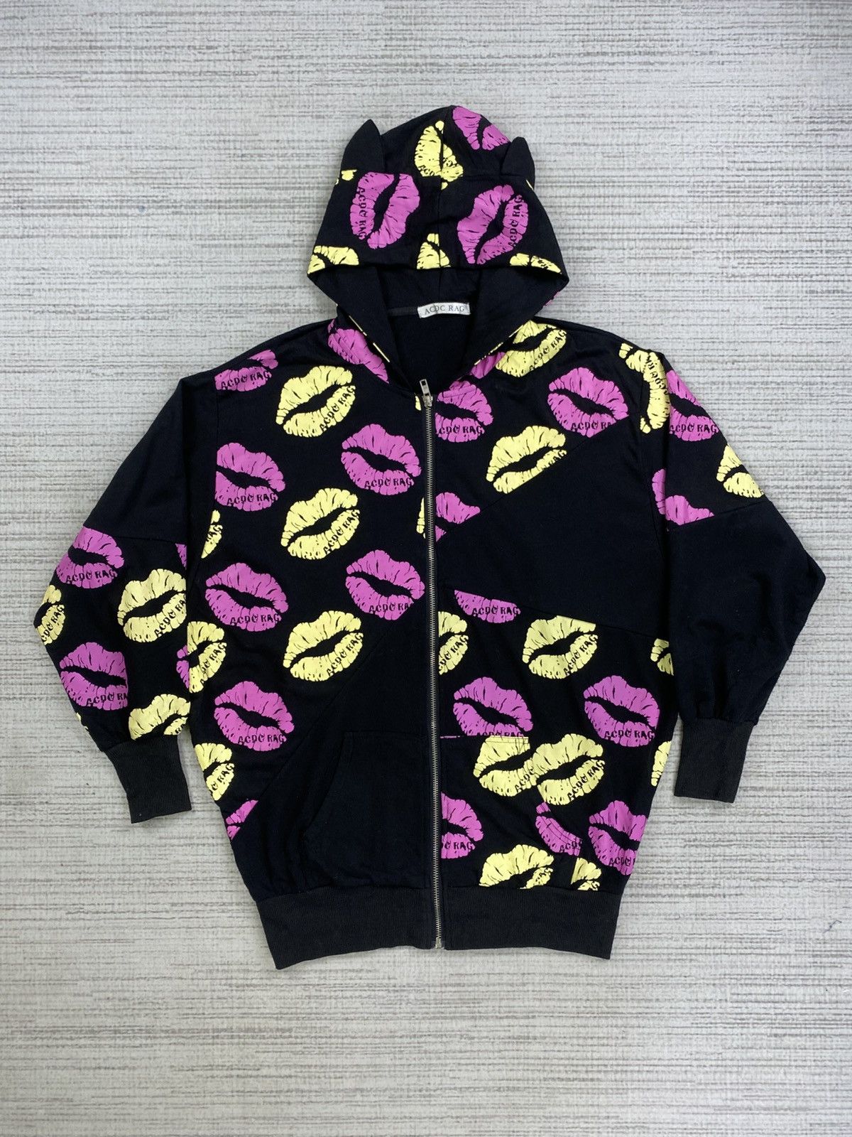 14th Addiction × AC/DC × Vintage Vintage ACDC Rag Lips Printed Fullprint Hoodie Jacket Size US XL / EU 56 / 4 - 1 Thumbnail