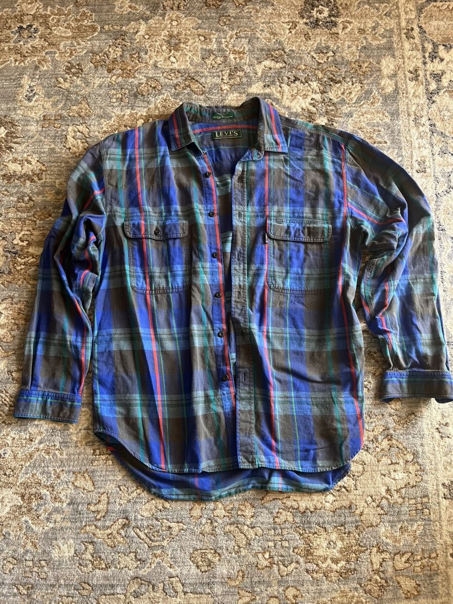Levi's 70’s BIG E LEVIS LONGSLEEVE FLANNEL SHIRT Size US L / EU 52-54 / 3 - 1 Thumbnail