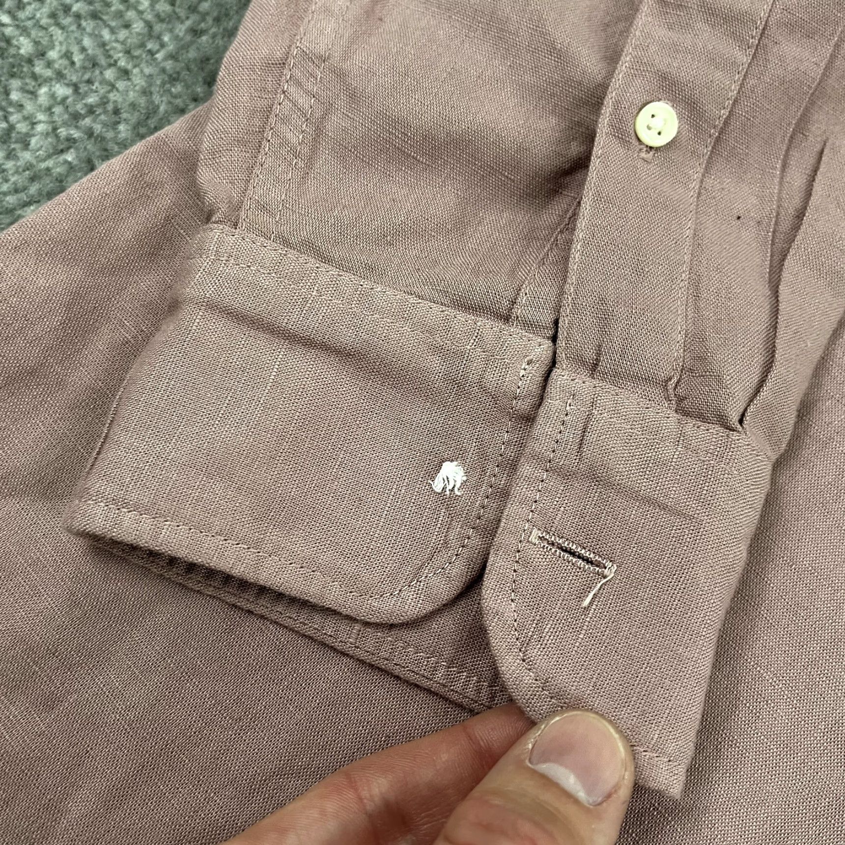 Abercrombie & Fitch ABERCROMBIE & FITCH Shirt Mens Extra Large Dark Pink Linen Button Up Long Sleeve Size US XL / EU 56 / 4 - 7 Thumbnail