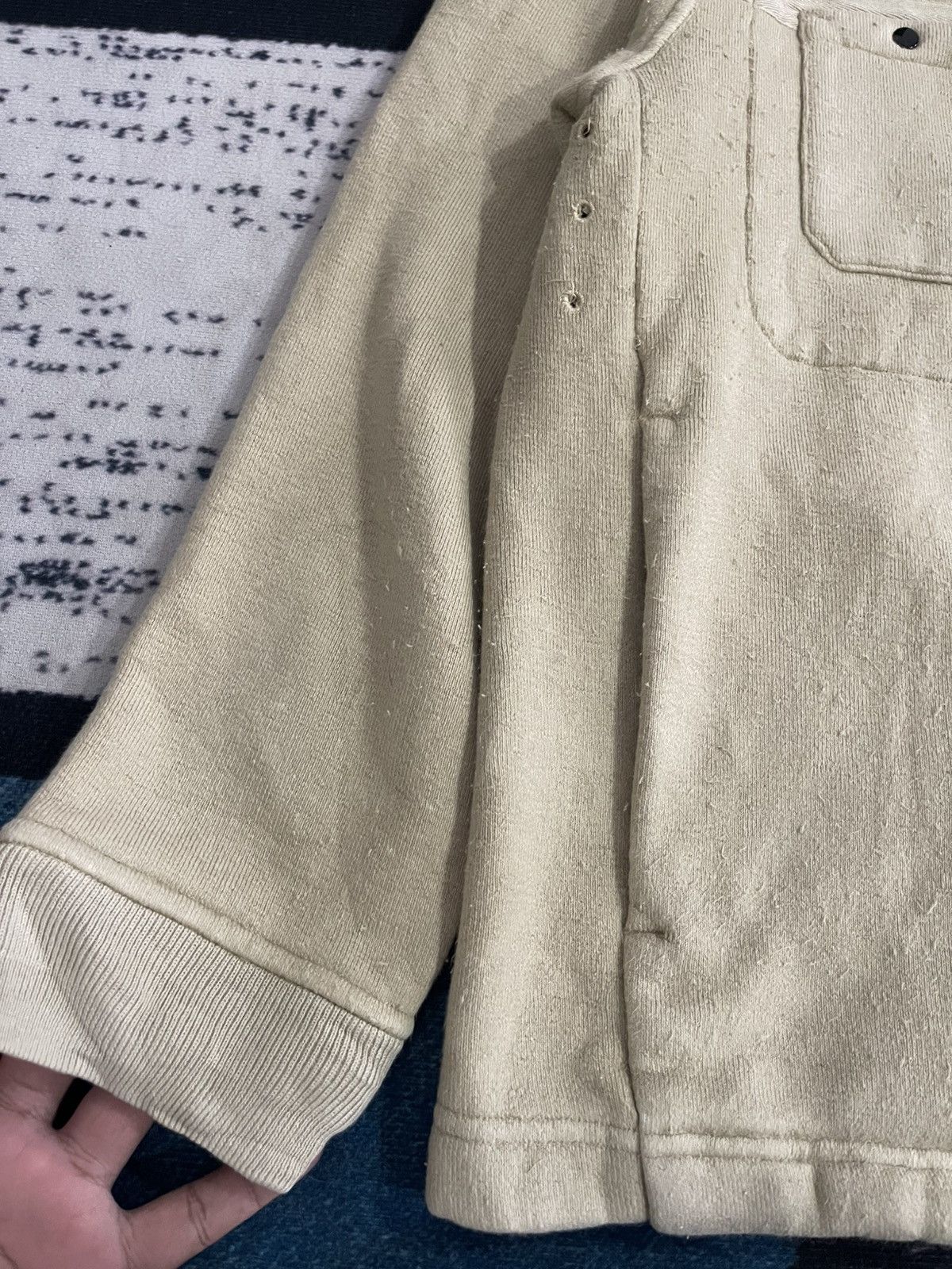 Stone Island Vintage 1999 Stone Island Beige Fleece Lined Hoodie Jacket Size US L / EU 52-54 / 3 - 9 Thumbnail