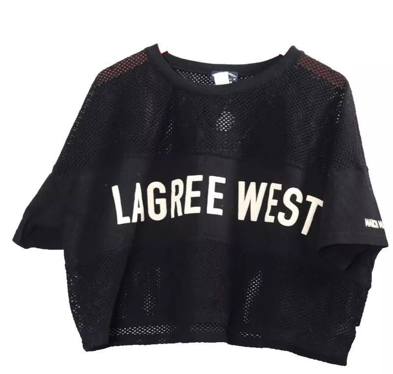 Designer Lagree West Women Medium Black Crop Top Spirit Jersey NWT Size M / US 6-8 / IT 42-44 - 1 Thumbnail