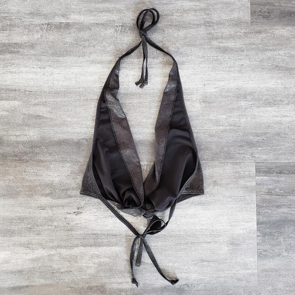 Designer Black Shimmer E-Spiral Bikini Top Size ONE SIZE - 2 Thumbnail
