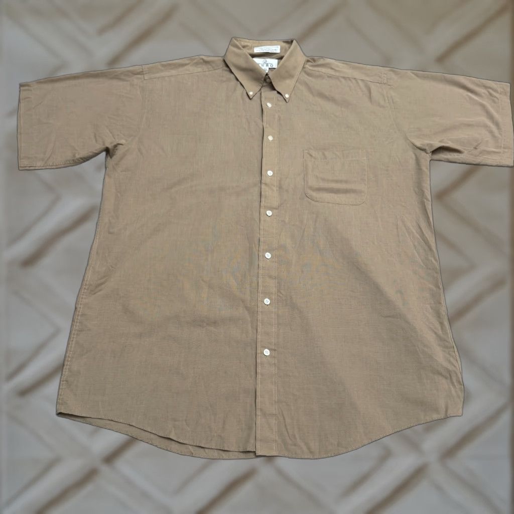 Enro VINTAGE Enro Men's Button-Down Shirt Casual Short Sleeve Brown Cotton Blend 17.5 Classic, Outdoor, Urban, Preppy Size US XL / EU 56 / 4 - 1 Thumbnail