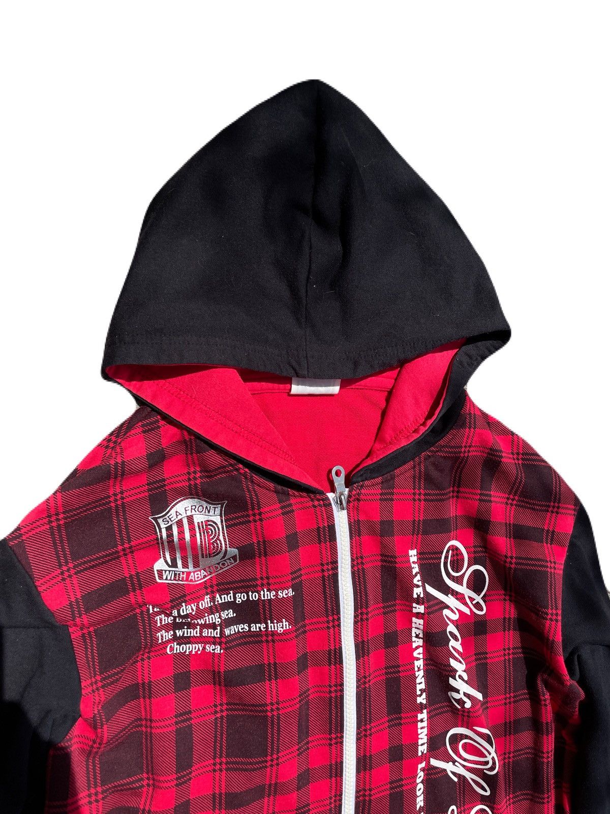 If Six Was Nine 2000s Japanese archive Vkei Poem Plaid Zip-Up Hoodie Y2K Size US M / EU 48-50 / 2 - 5 Thumbnail