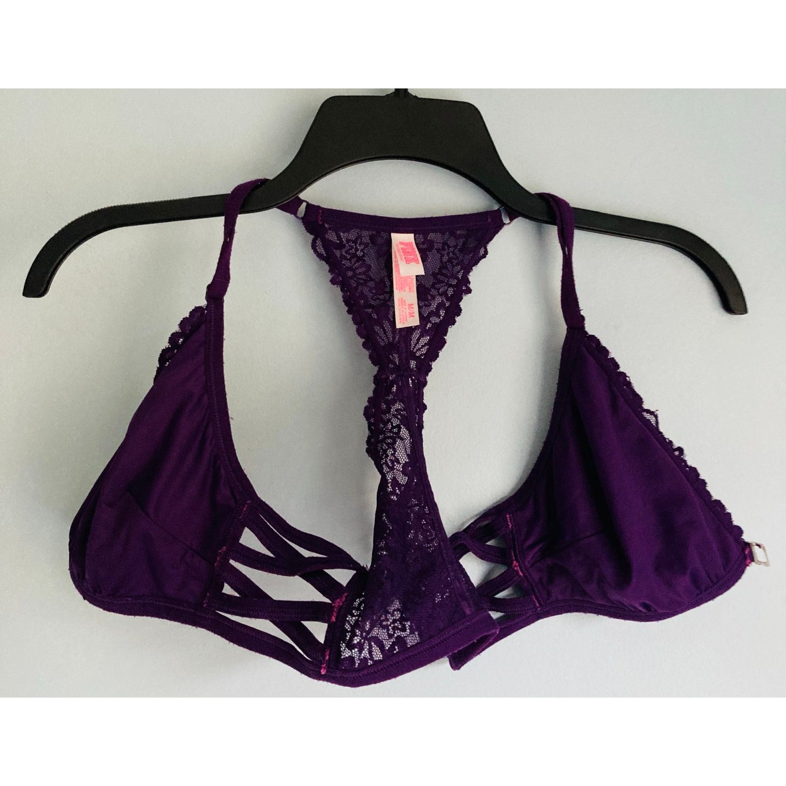 Pink Victoria's Secret PINK Bralette Medium Purple Front Closure Size ONE SIZE - 7 Thumbnail