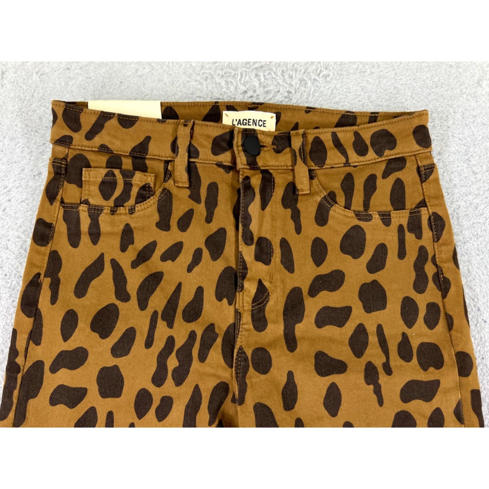 L'AGENCE L'AGENCE Jeans Womens 26 Brown Animal Print Distressed Skinny Stretch High Rise 5-Pocket Denim Size 26" / US 2 / IT 38 - 4 Thumbnail
