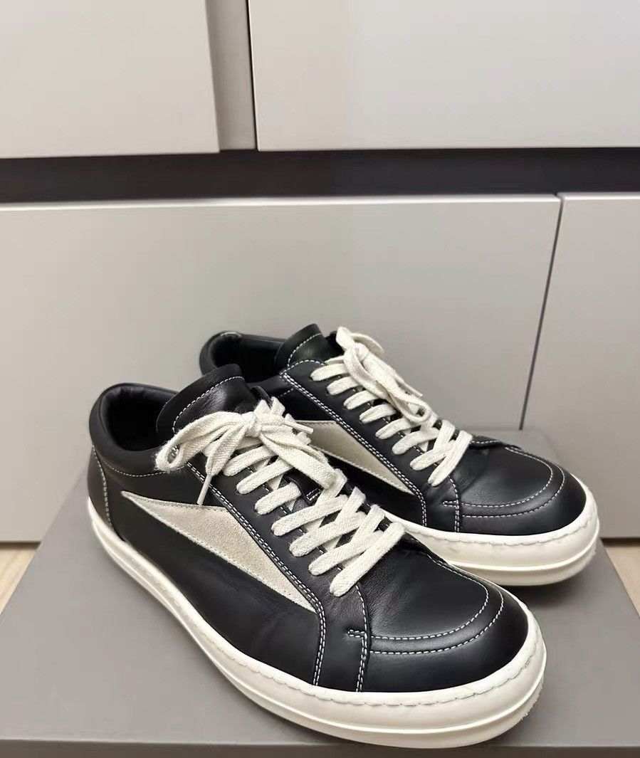 Rick Owens Rick Owens mainline black and white low-top leather shoes Size US 7 / EU 40 - 2 Thumbnail