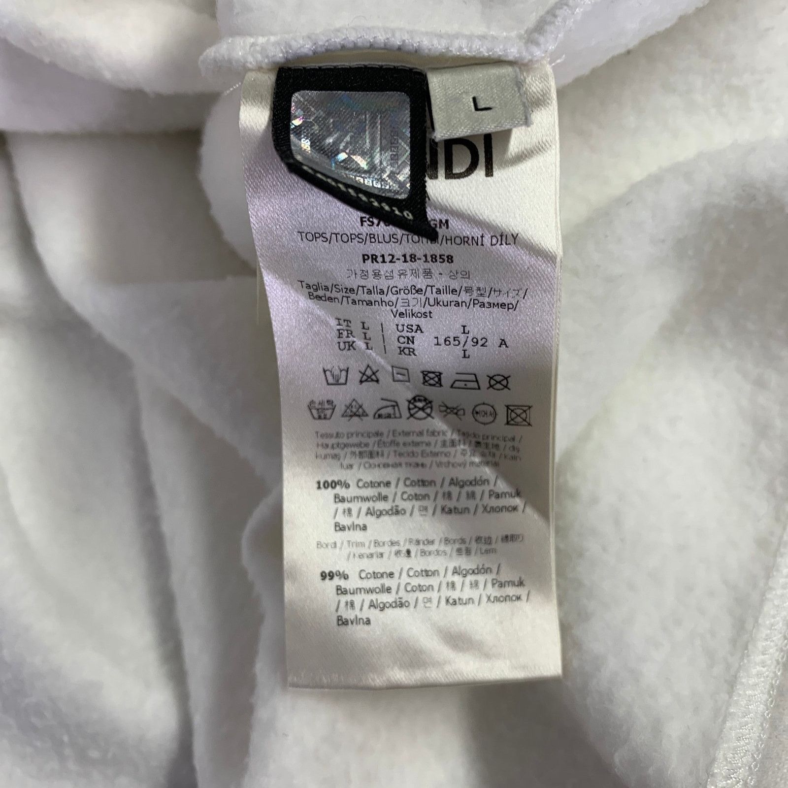Fendi L White Black Red Cotton Logo Hoodie Casual Top Size L / US 10 / IT 46 - 9 Thumbnail