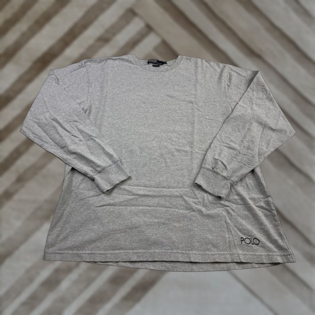 Polo Ralph Lauren VINTAGE Polo Ralph Lauren Long Sleeve T Shirt Mens Large Gray Spell Out Shirt Regular Crew Neck USA 90s Size US L / EU 52-54 / 3 - 1 Thumbnail