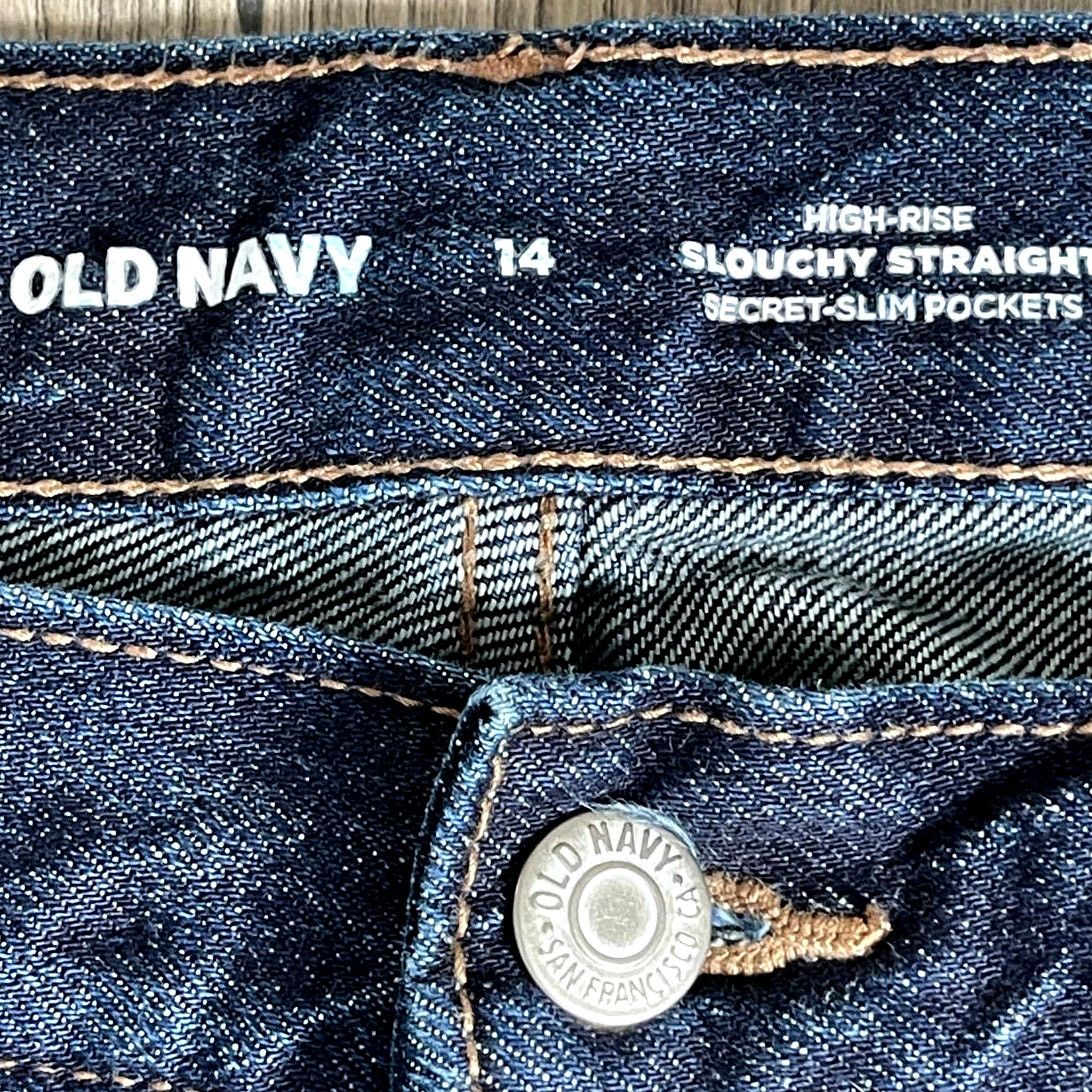 Old Navy Old Navy High Rise Slouchy Straight Dark Denim CAPRI Jean 14 Size 36" / US 14 / IT 50 - 4 Thumbnail