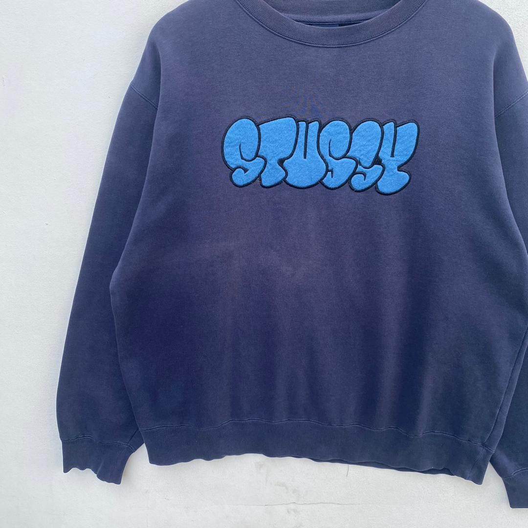 Stussy VINTAGE STUSSY GRAFFITI SWEATSHIRT MEDIUM LARGE DARK BLUE Size US M / EU 48-50 / 2 - 5 Thumbnail