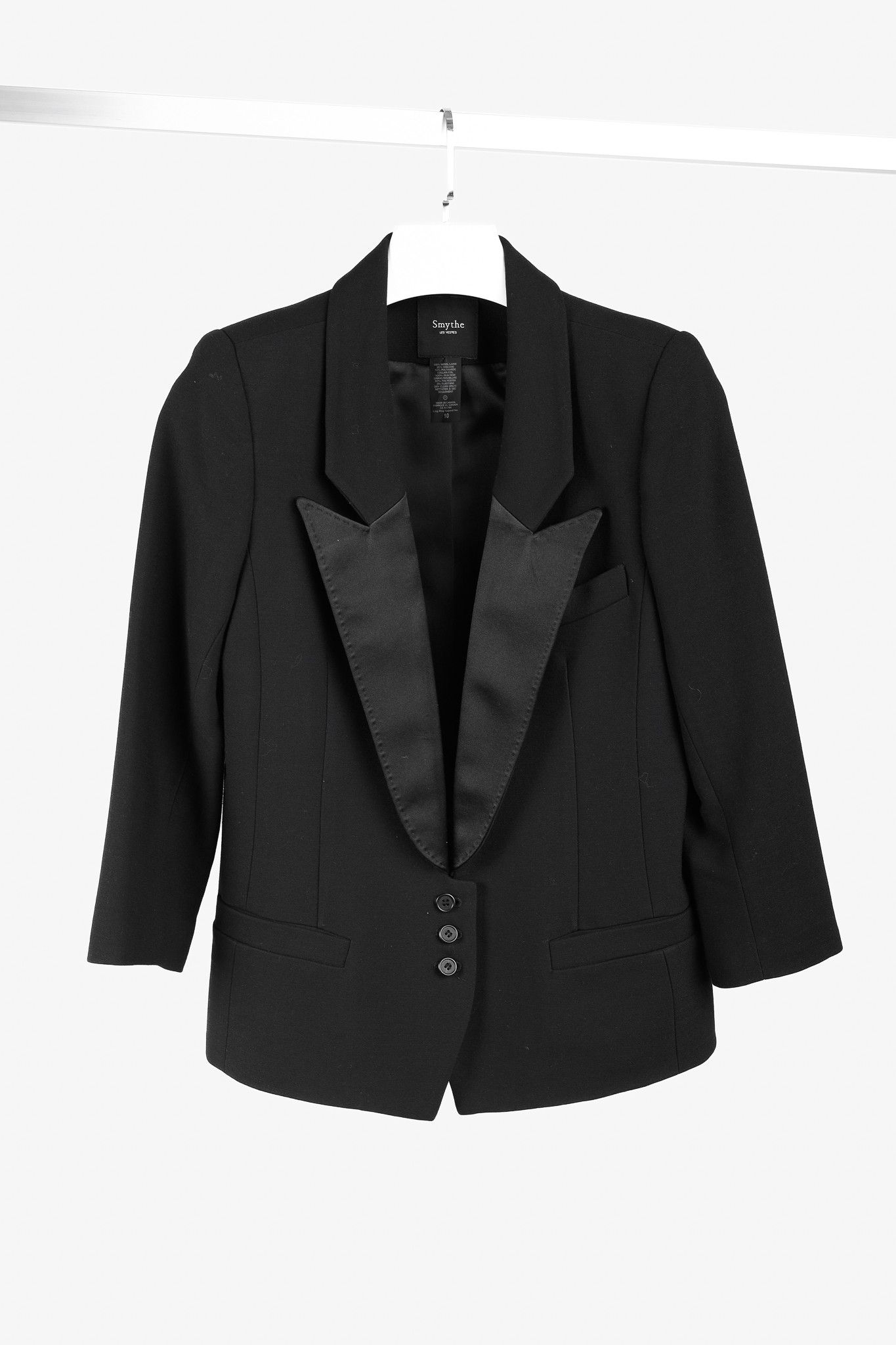 SMYTHE Smythe Tuxedo Silk Lapel Black Jacket Size L / US 10 / IT 46 - 1 Thumbnail
