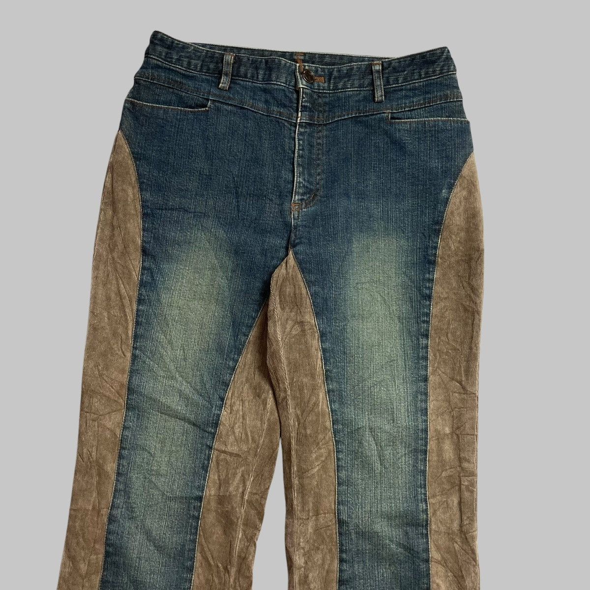 Tornado Mart RED RIVER - Flared Corduroy Jeans Two Tone Japanese Brand Size 28" / US 6 / IT 42 - 5 Thumbnail