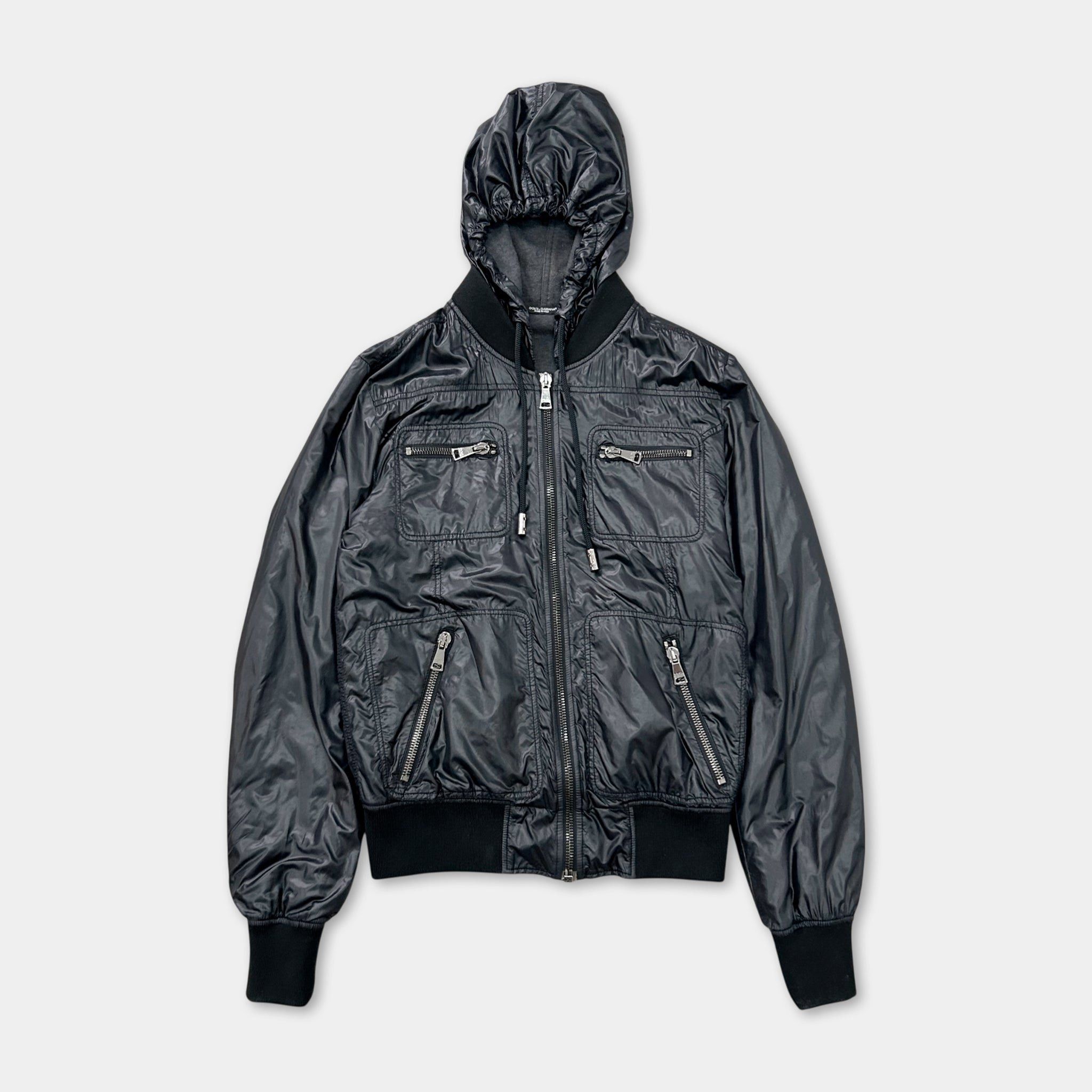 Dolce & Gabbana Dolce & Gabbana Utilitarian Navy Blue Hooded Bomber Jacket Size US M / EU 48-50 / 2 - 1 Thumbnail