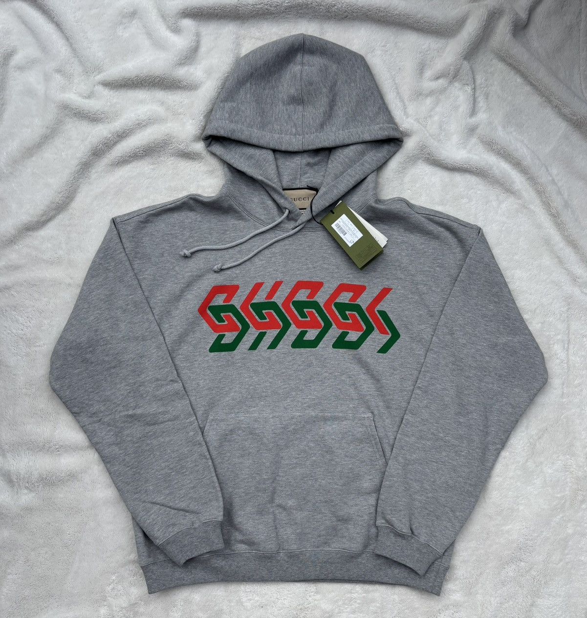 Gucci Gucci Grey Green/Red Chain Logo Hoodie Size US L / EU 52-54 / 3 - 1 Thumbnail
