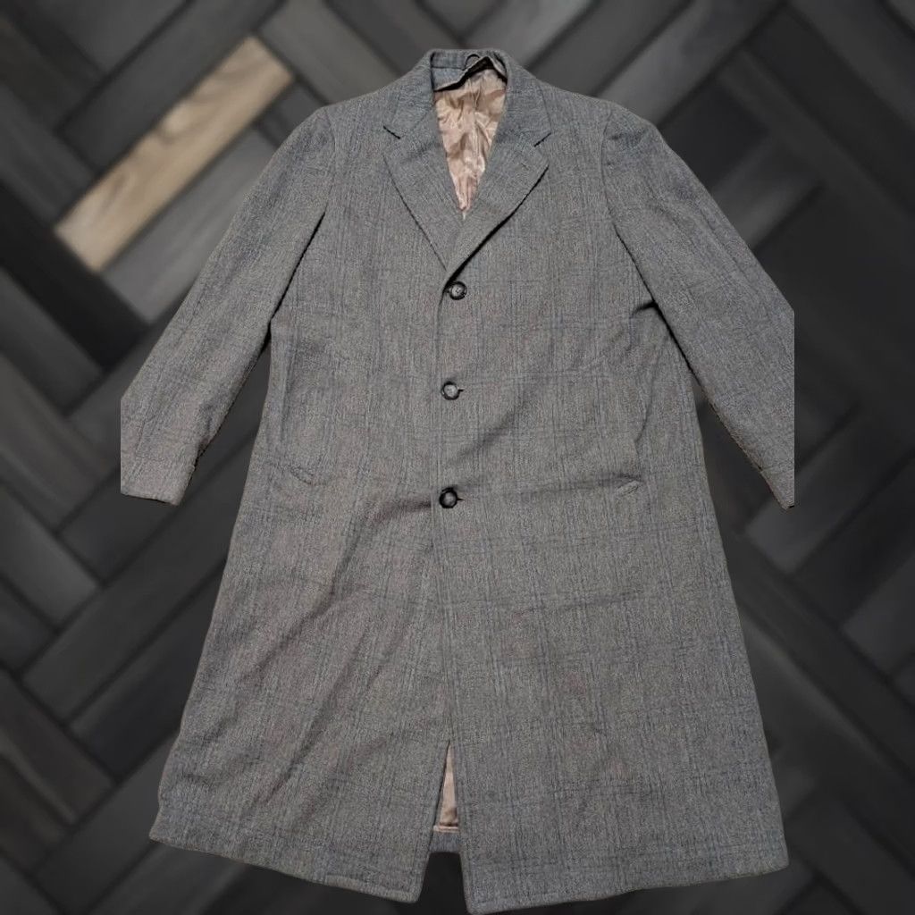 Atomic VINTAGE Botany 500 overcoat Shirt XL gray Plaid Donegal Wool England 1950s United States Mens Size US XL / EU 56 / 4 - 1 Thumbnail