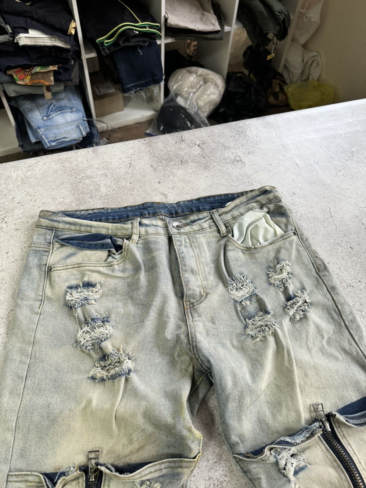 Vintage Zipped Multi-pocket Junya Watanabe Style Jeans Pants