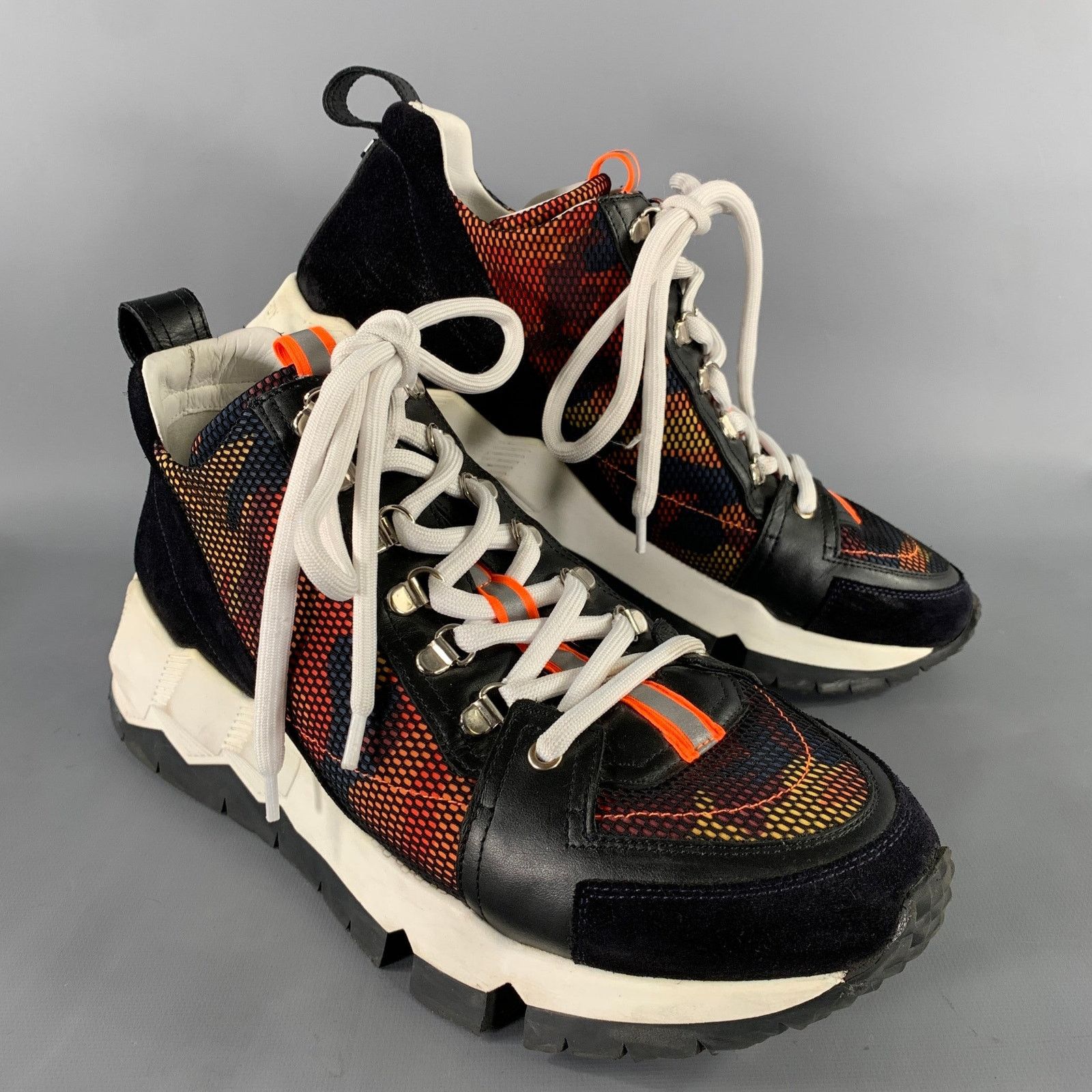 Pierre Hardy PIERRE HARDY Size 13 Black White Orange Mesh Runner Sneakers Size US 13 / EU 46 - 1 Thumbnail