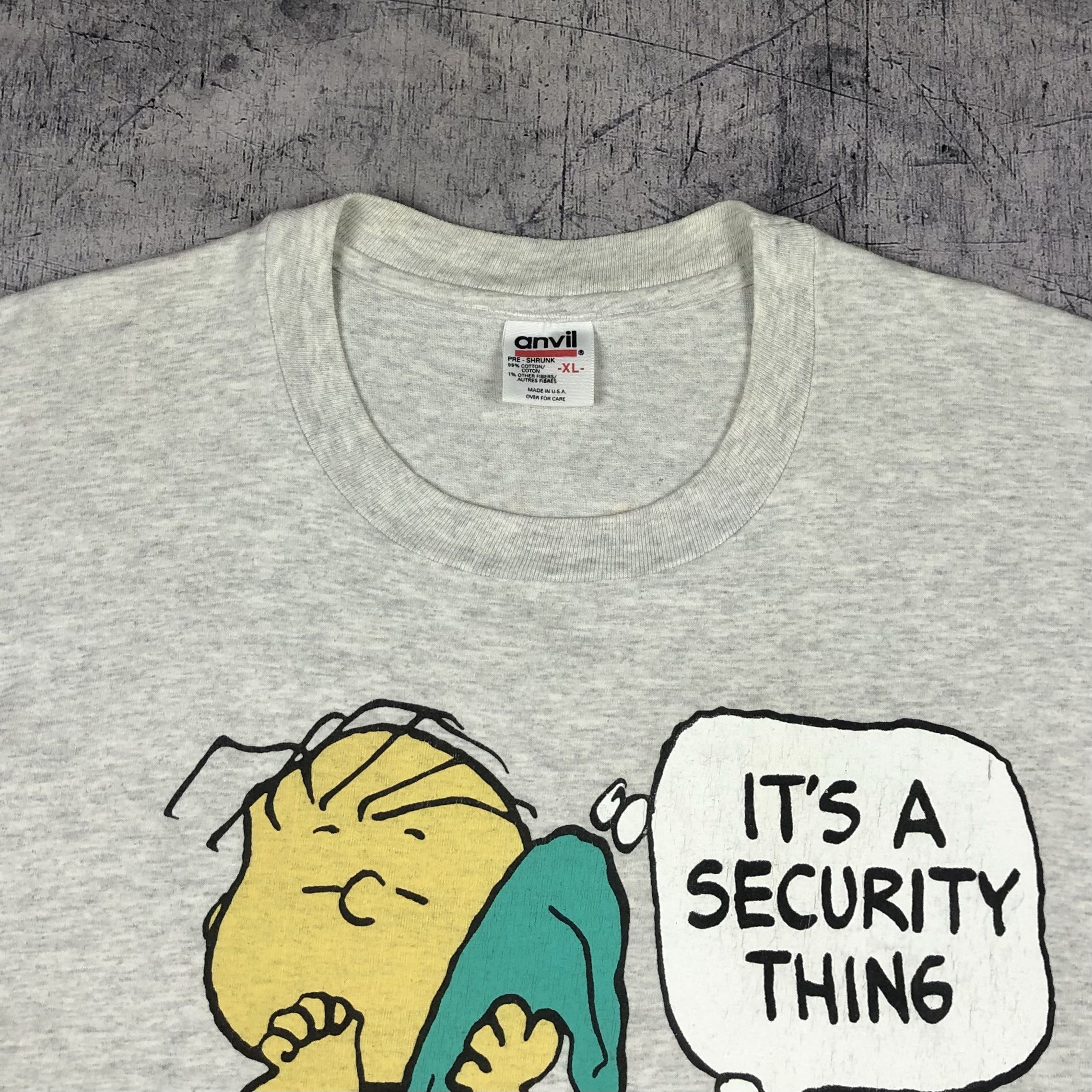 Peanuts 90s Peanuts Snoopy USA Security Thing Single Stitch Tee Size US XL / EU 56 / 4 - 11 Thumbnail