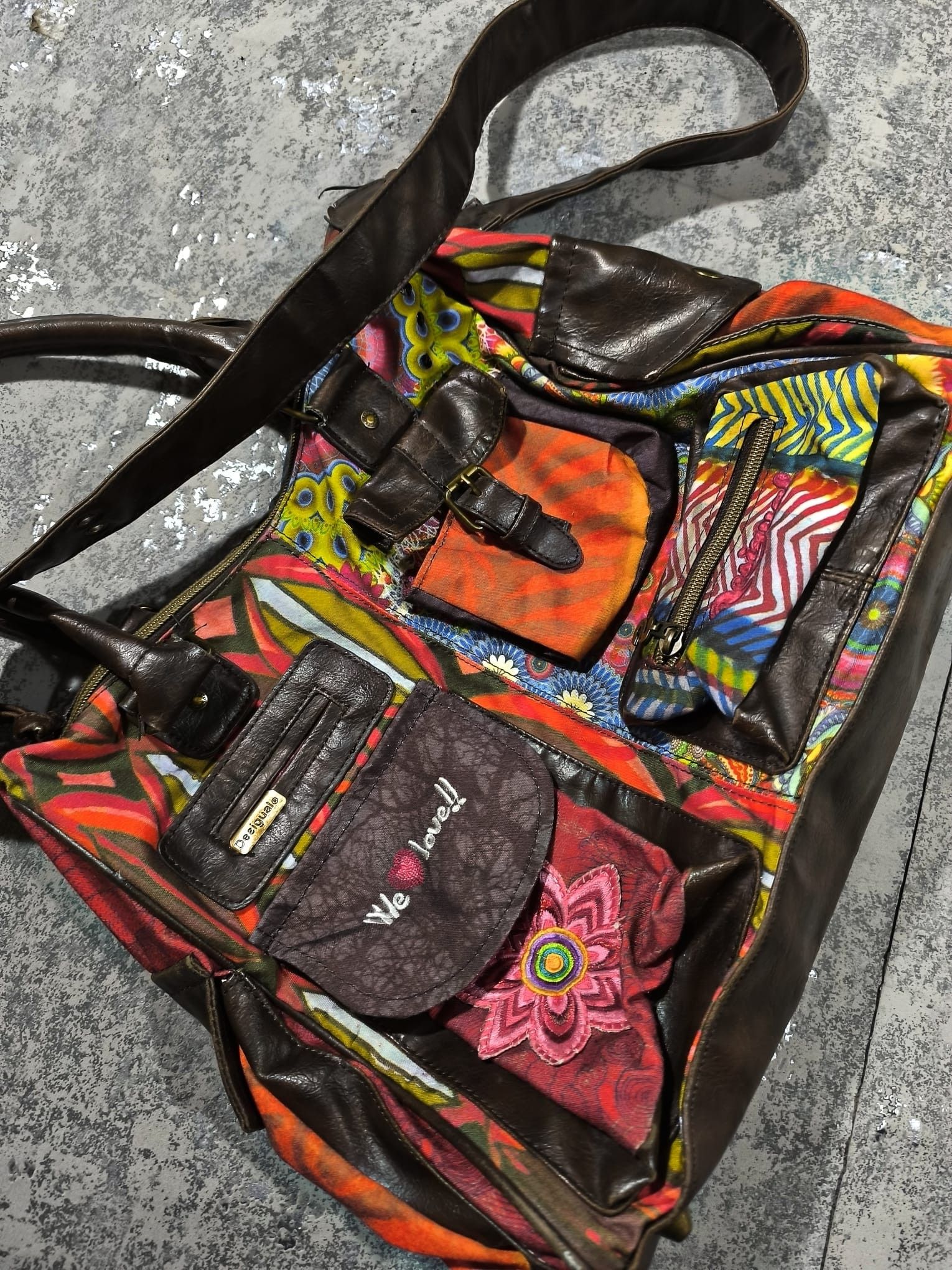 Desigual vtg desigual slouchy city bag floral patchwork y2k Size ONE SIZE - 3 Thumbnail