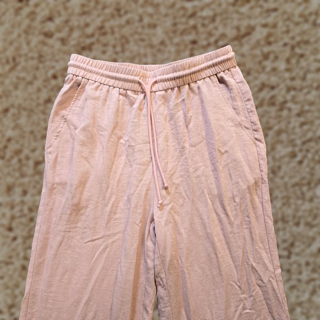 Vintage Halara Pants Womens Large Pink Pleated Textured Wide-Leg Stretch Casual Dress Pants Regular Fit Womens Size 36" / US 14 / IT 50 - 1 Thumbnail