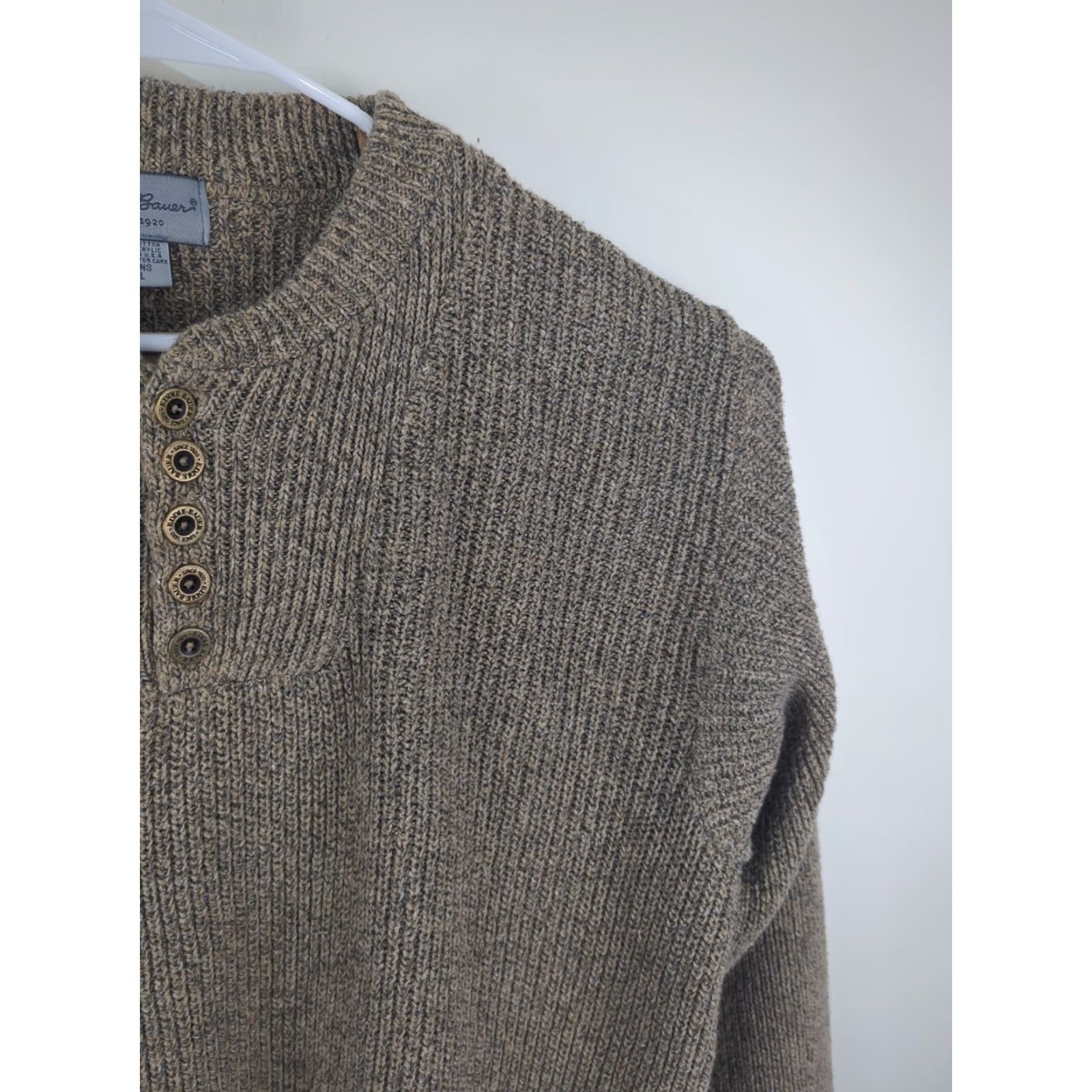 Eddie Bauer VINTAGE Eddie Bauer Sweater Mens XL Henley Knit Made USA 90s Earth Tones Button Beige Mens Size US XL / EU 56 / 4 - 5 Thumbnail