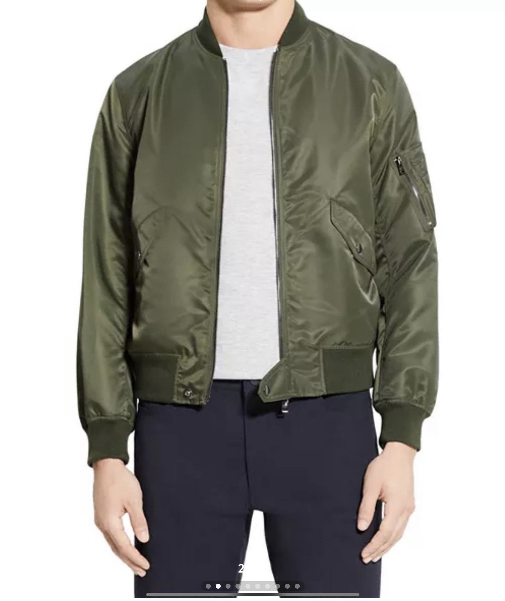 Theory Theory Men’s Flight Bomber Jacket Dark Olive Size US M / EU 48-50 / 2 - 2 Thumbnail