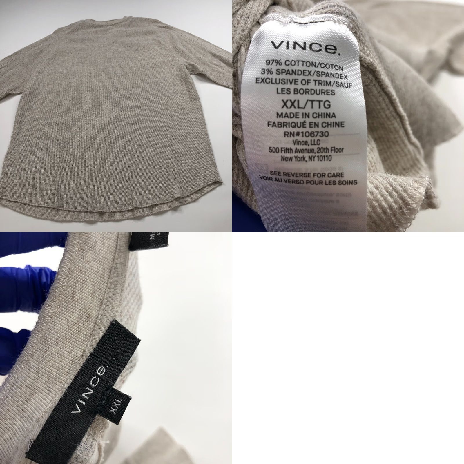 Vince Vince Shirt 2XL Beige Thermal Waffle Long Sleeve Cotton Base Layer Mens Size US XXL / EU 58 / 5 - 8 Thumbnail