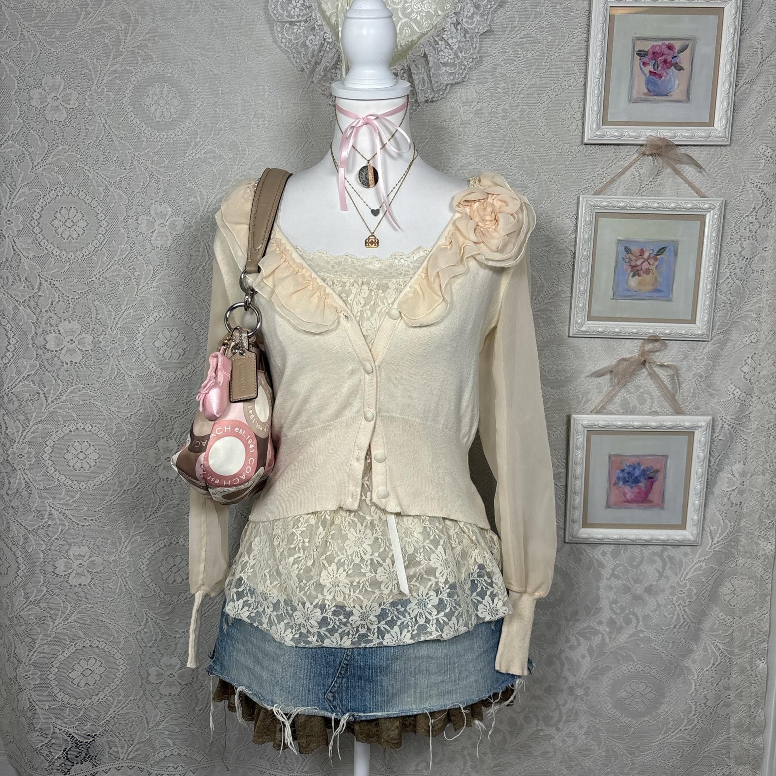 Other y2k charlottle russe coquette silk cardigan floral detailing Size M / US 6-8 / IT 42-44 - 1 Thumbnail