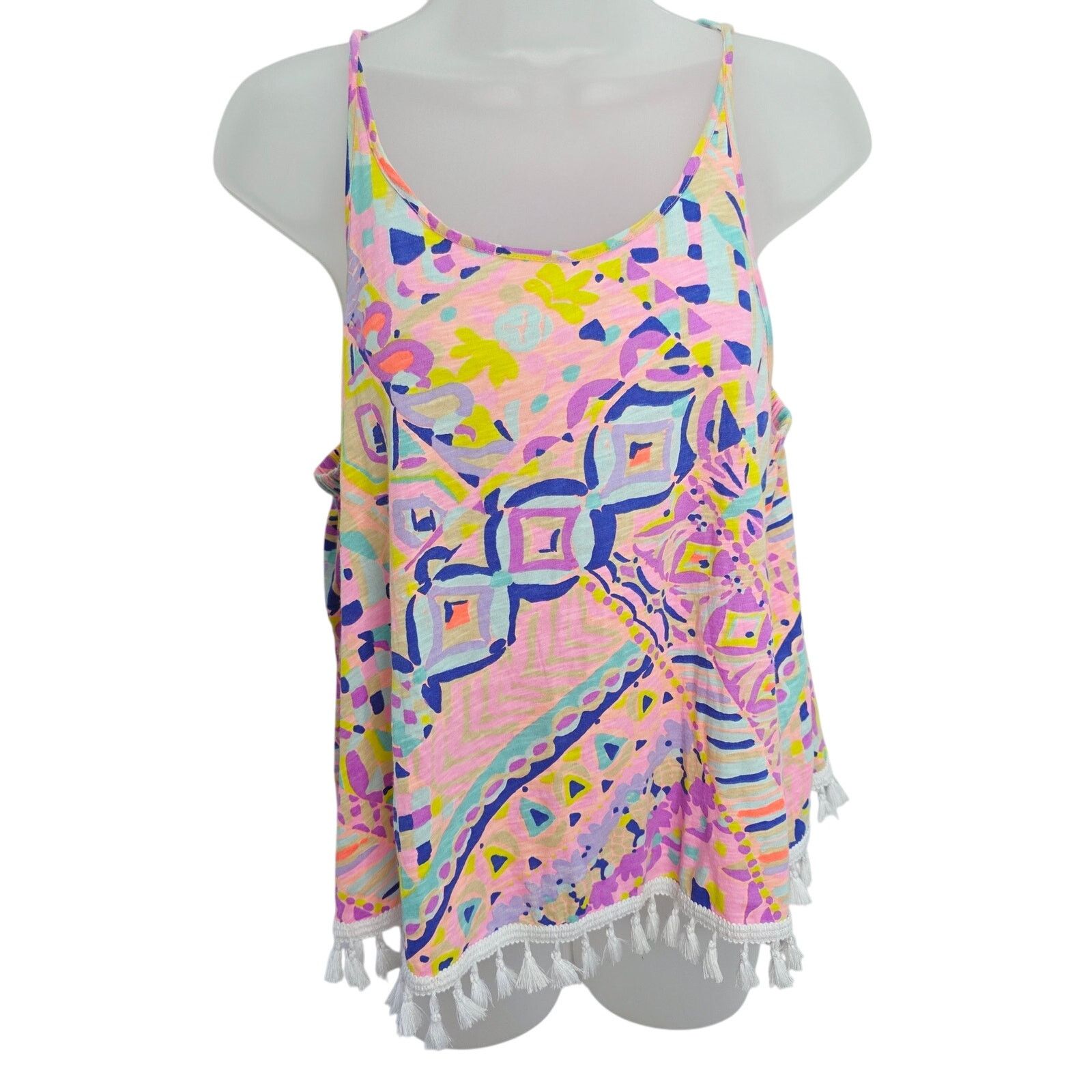 Lilly Pulitzer Lilly Pulitzer Multi Colored Auden Tank Top W Tassels Large Size L / US 10 / IT 46 - 1 Thumbnail
