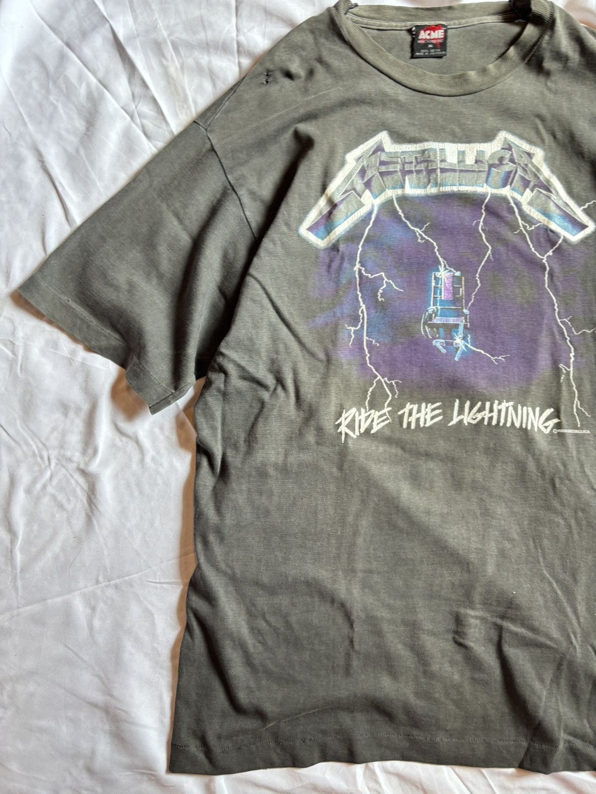Band Tees Vintage 80s Metallica Ride The Lightning Band Tee Size US XL / EU 56 / 4 - 3 Thumbnail