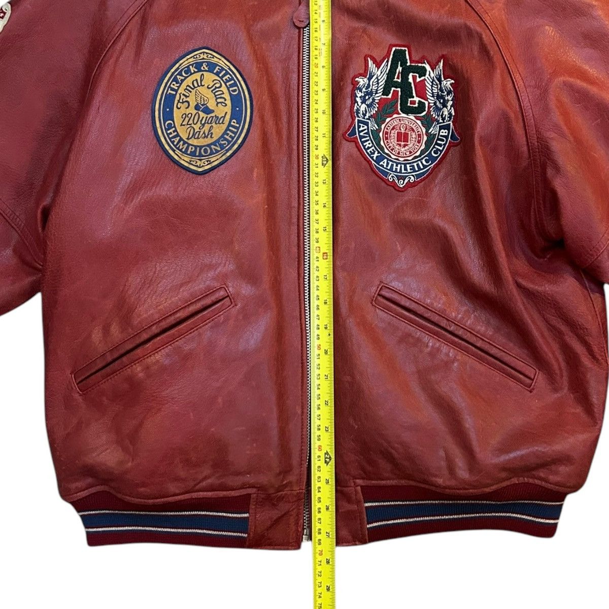 Avirex 90s Avirex Leather Varsity Bomber Jacket Mens XL Red Vintage Size US XL / EU 56 / 4 - 19 Thumbnail