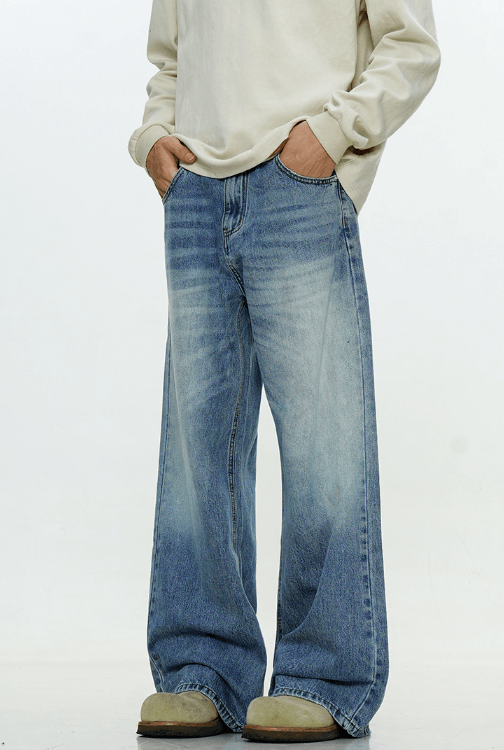 Japanese Brand × Vintage Washed blue simple men's loose straight high street jeans Size US 32 / EU 48 - 2 Thumbnail
