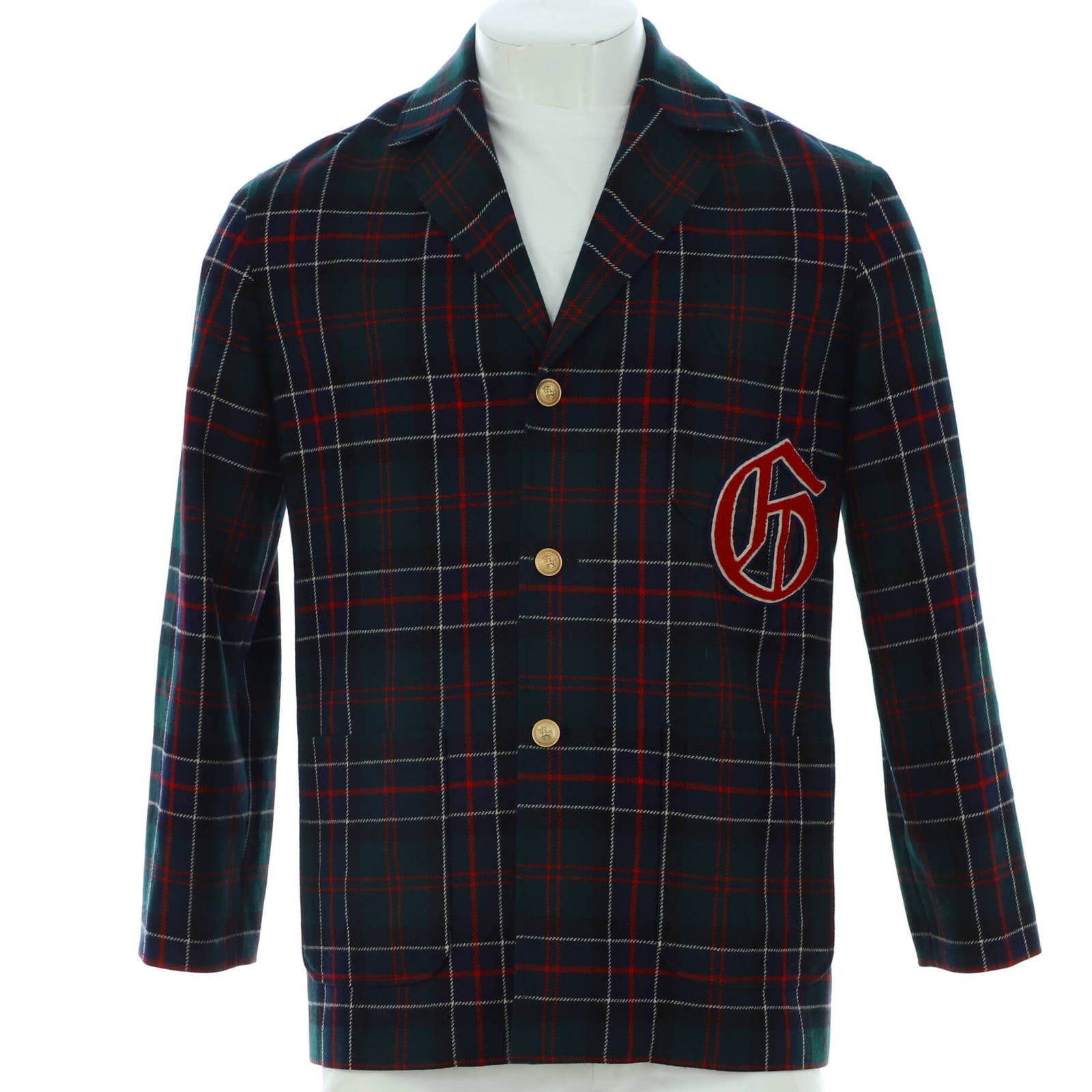 image of Gucci Men's Monaco Single Breasted Jacket Plaid Cashmere None (Size Small)