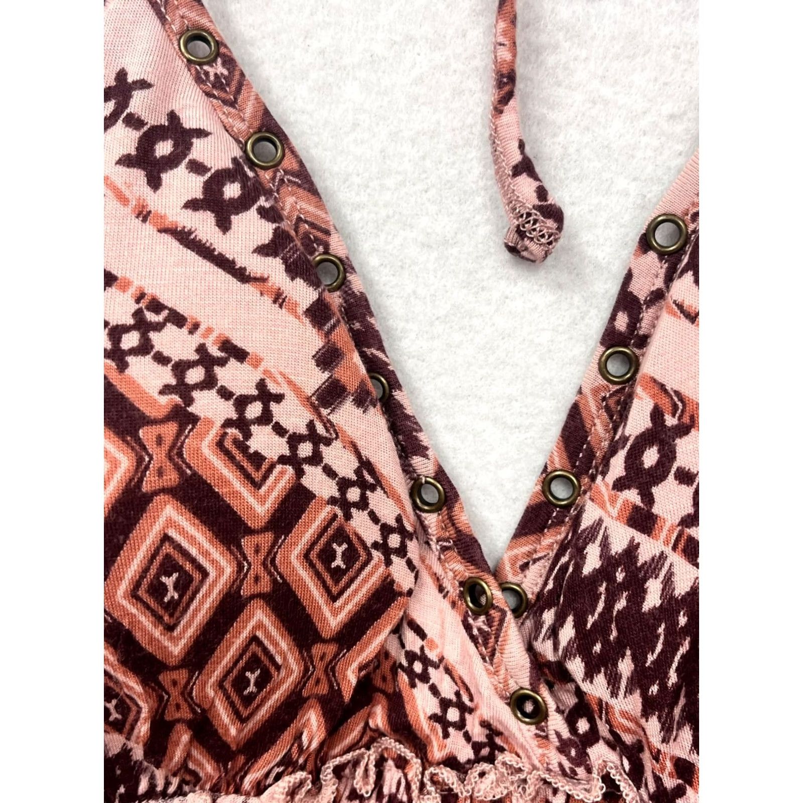 Guess Guess Womens Medium Pink Geometric Print Halter Dress With Ruffle Hem #6687 Size M / US 6-8 / IT 42-44 - 5 Thumbnail
