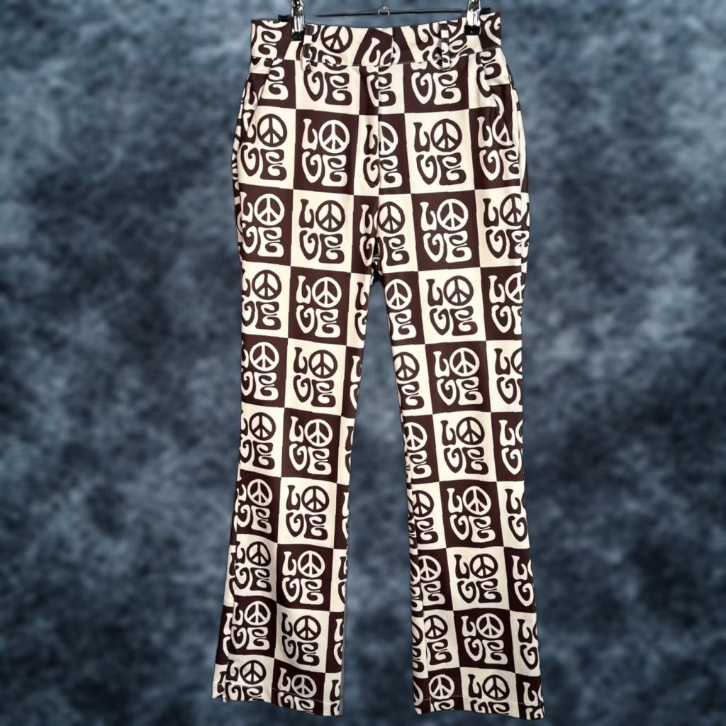 House of Sunny House Of Sunny Pants Womens Size 4 Brown & White Checkered Flared Ankle Inseam 31 in High Rise Vintage No (Adult) Womens Size 27" / US 4 / IT 40 - 1 Thumbnail