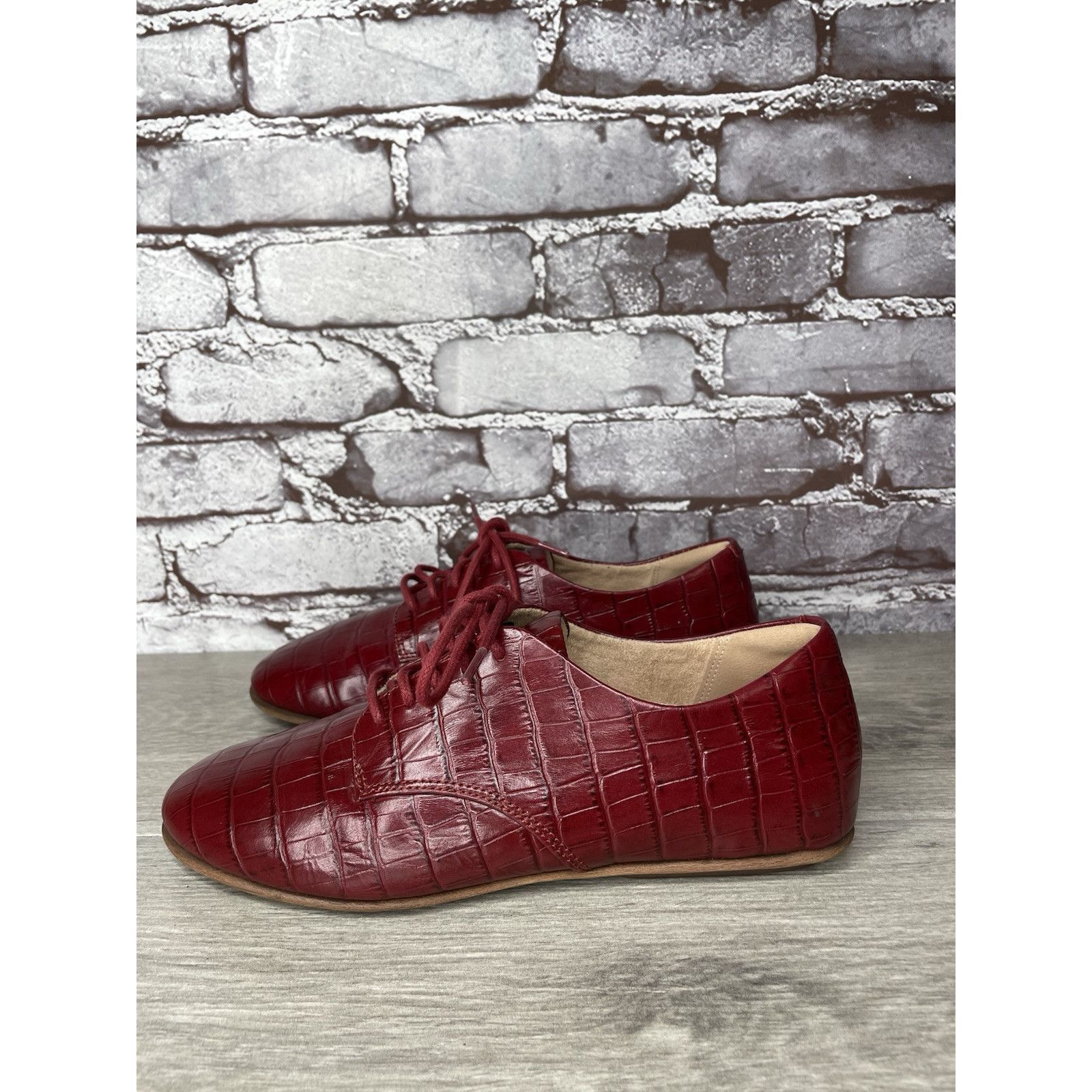 Other Fitflop Red Croco Leather Lace Up Comfort Oxfords Shoes Wome Size US 7 / IT 37 - 11 Thumbnail