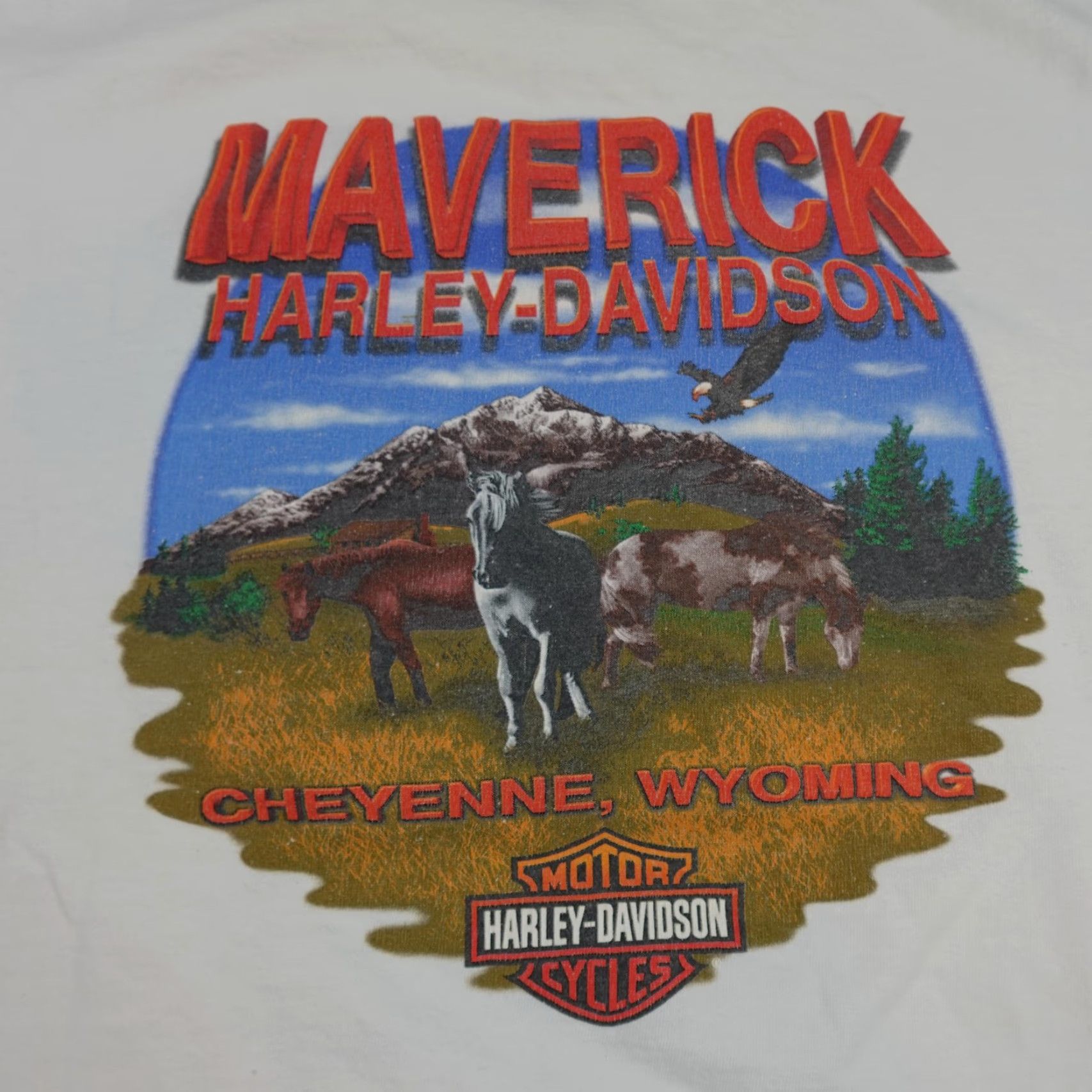 Harley Davidson VINTAGE Harley-Davidson Shirt Mens Large White Born To Ride Eagle Wyoming 2001 Size US L / EU 52-54 / 3 - 7 Thumbnail
