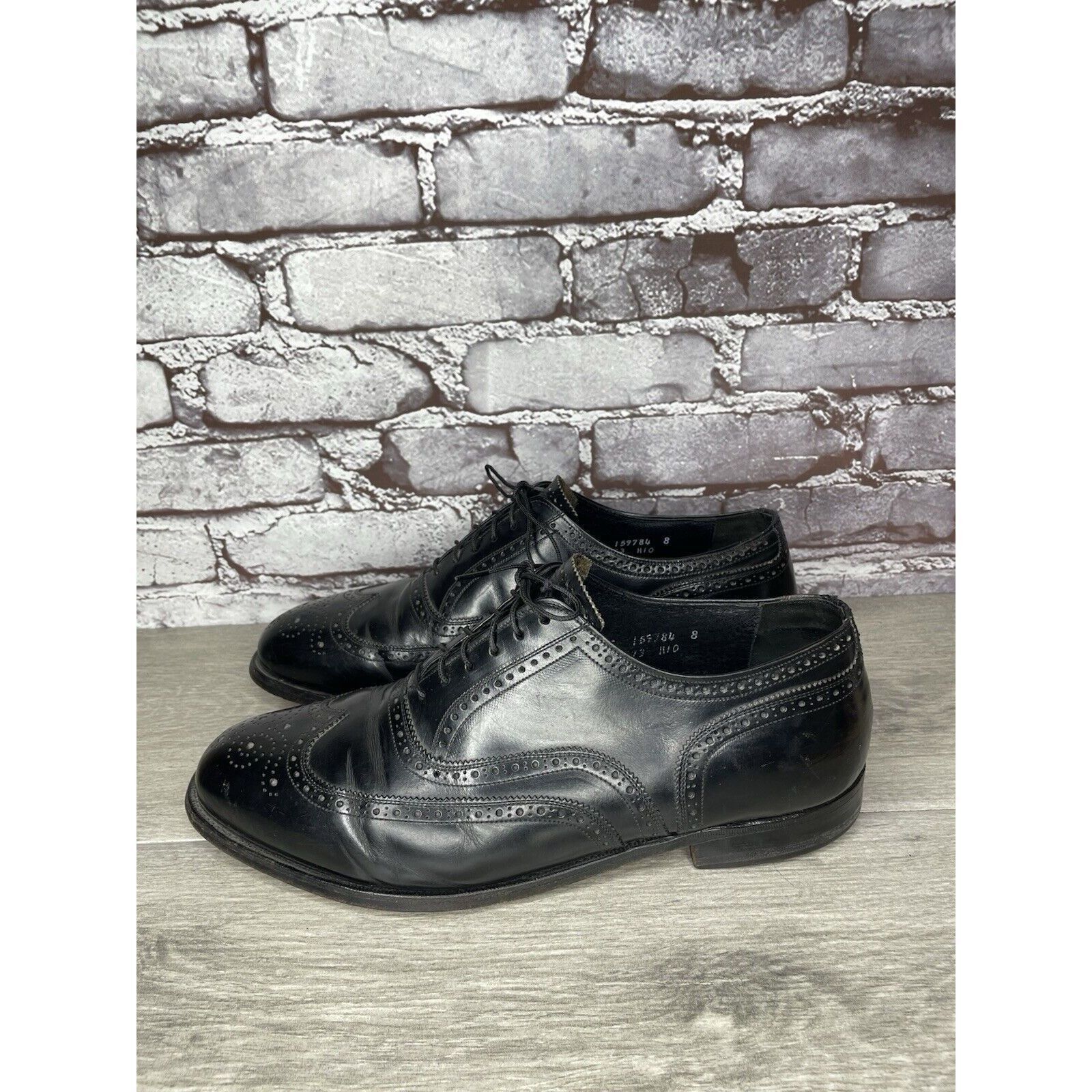 Other French Shriner Sterling Black Leather Wingtip Oxfords Shoes Size US 10.5 / EU 43-44 - 18 Thumbnail