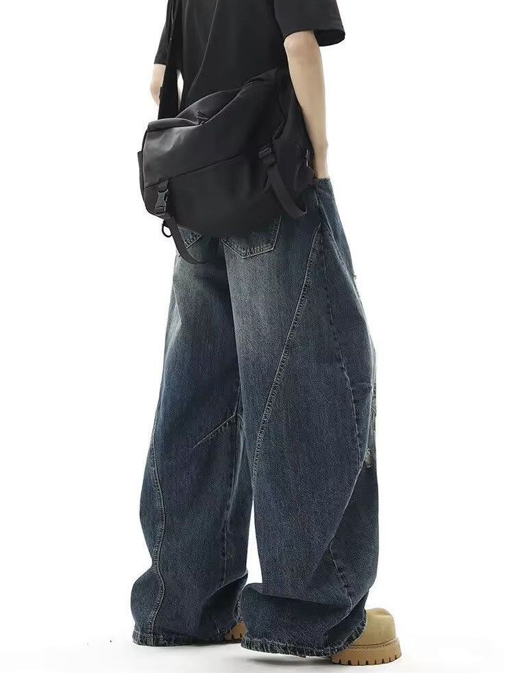 Jean × Vintage Distressed Baggy Streetwear Design Jeans Size US 31 - 6 Thumbnail