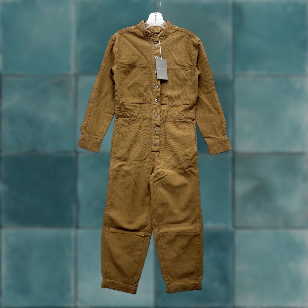 Everlane Everlane Coverall Jumpsuit One-Piece Long Sleeve Mock Neck XXS Beige Organic Cotton Canvas Women Regular Tight-Fit NWT Size 24" / US 00 / IT 34 - 1 Thumbnail