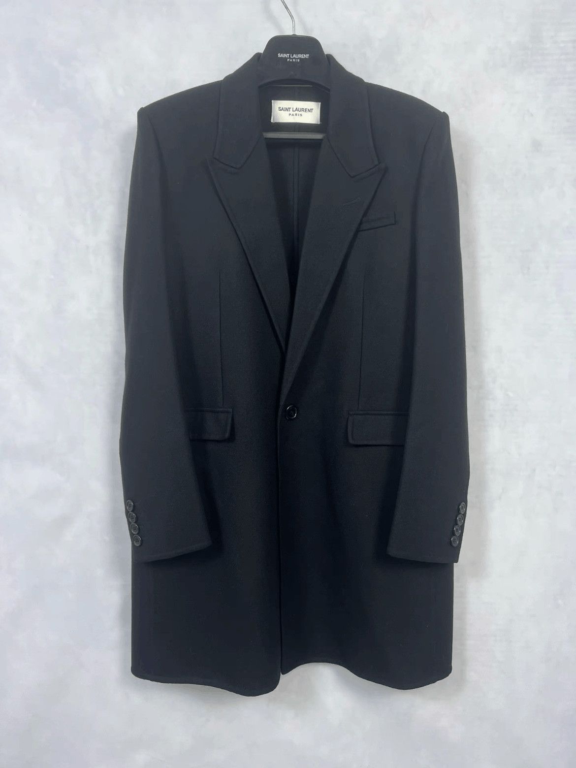 Sz 50 Saint Laurent Paris 20AW Plain Trench Wool Coat