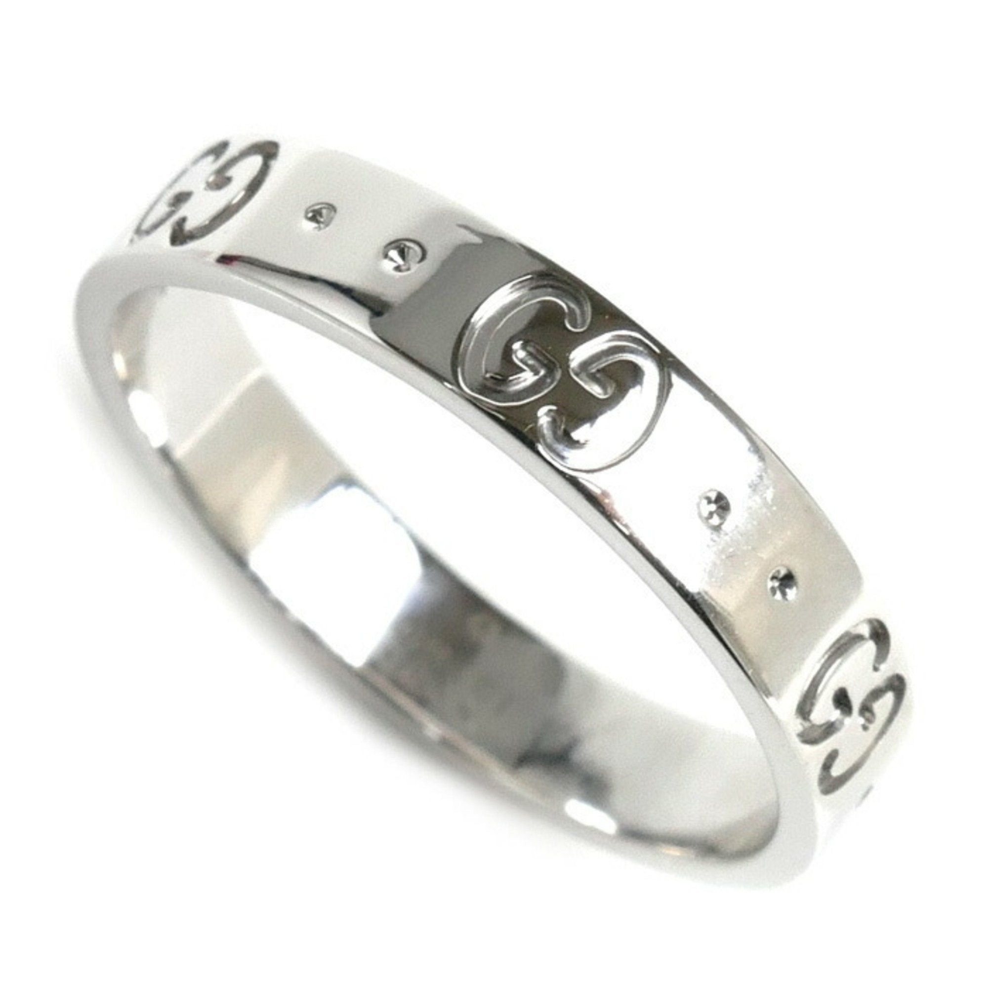 image of Gucci K18Wg White Gold Icon Ring 660070 J8502 9000 Size 18 4.2G Men's in Silver