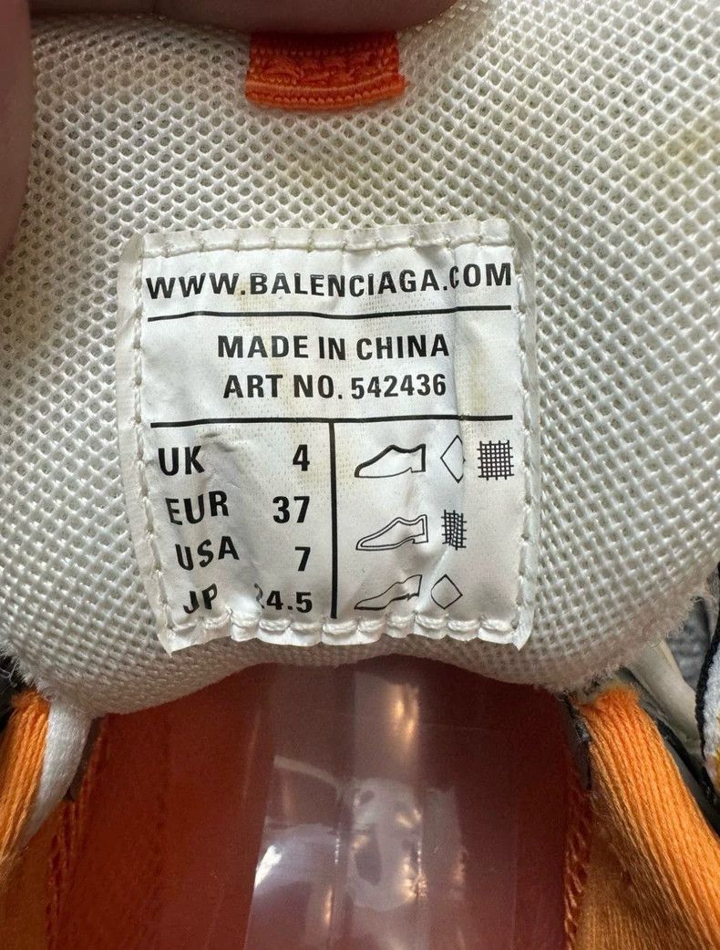 Balenciaga Balenciaga White Orange Track Low-Top Casual Dad Shoes 2502 Size US 5 / EU 37 - 4 Thumbnail