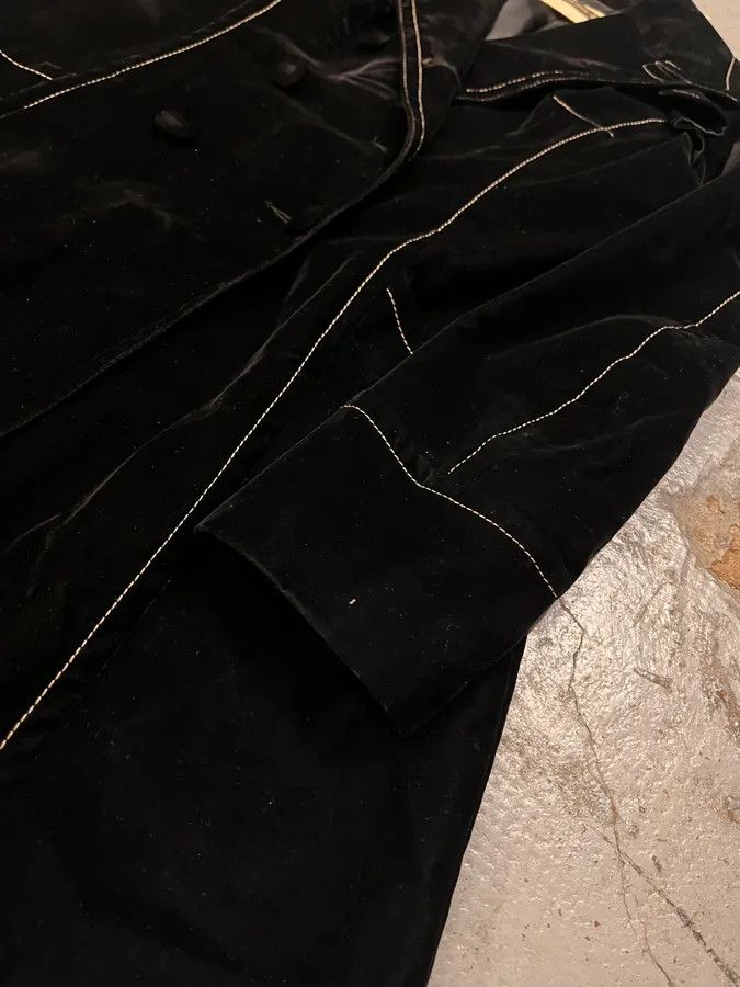 Vintage Plein Sud Black Velvet Contrast Stitch Coat Size L / US 10 / IT 46 - 6 Thumbnail