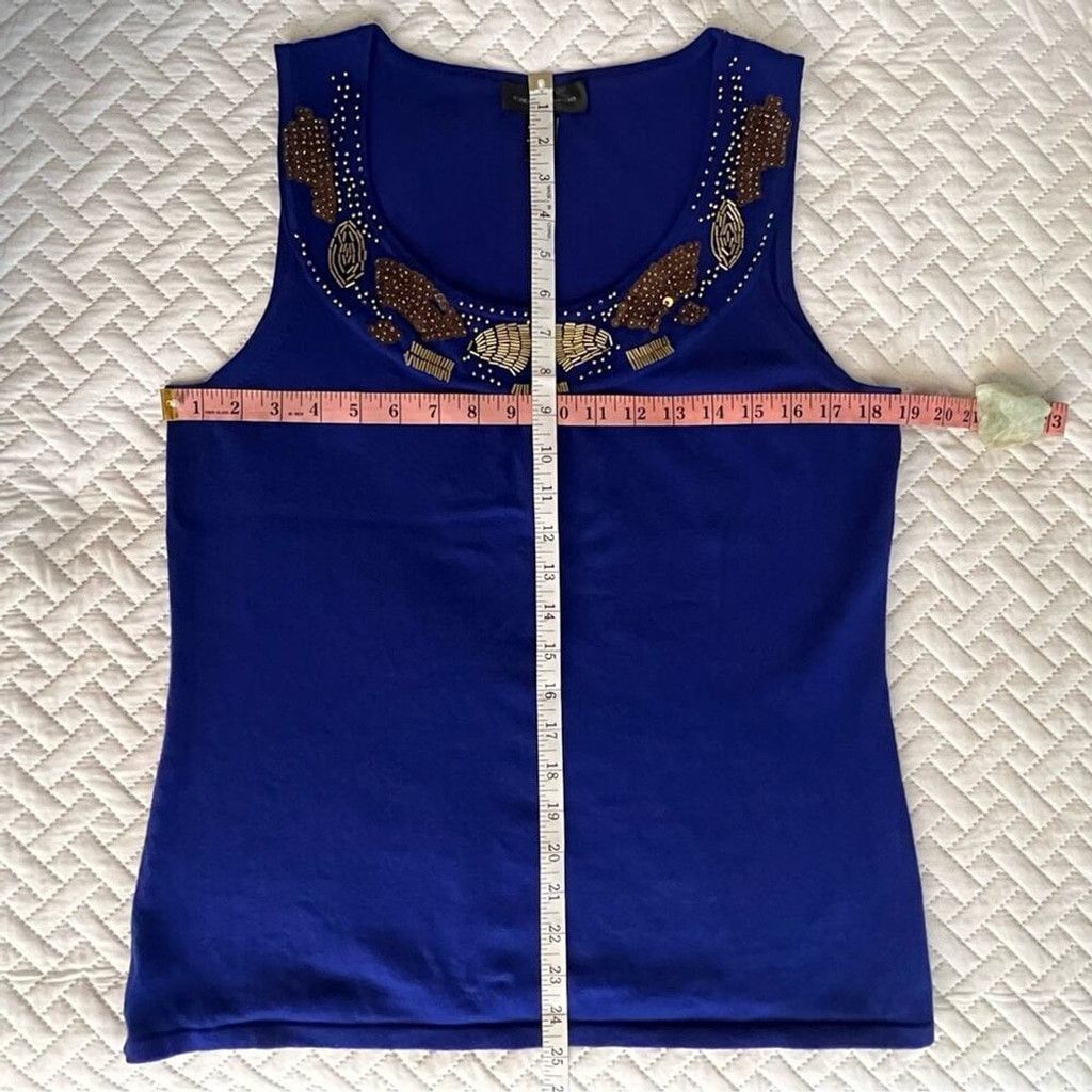 Other Cable & Gauge Large Sleeveless Knit Top Embellished Neckline Size L / US 10 / IT 46 - 4 Thumbnail