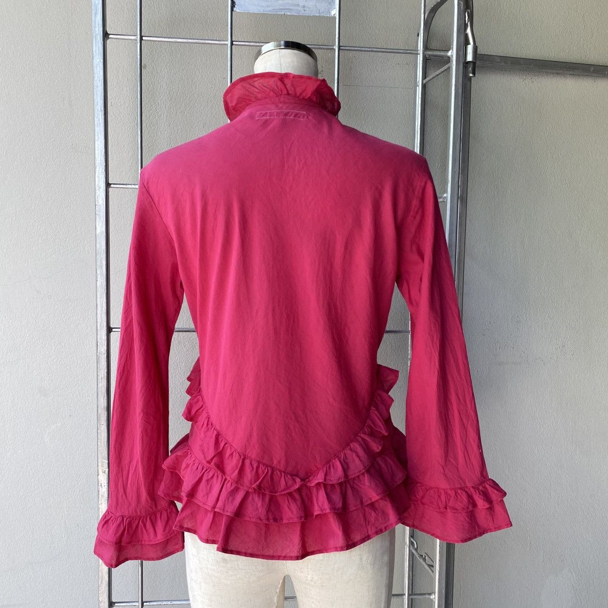 Designer × Japanese Brand H.Ranch Market Y2K Pink Ruffled V-Neck Blouse Size XS / US 0-2 / IT 36-38 - 18 Thumbnail